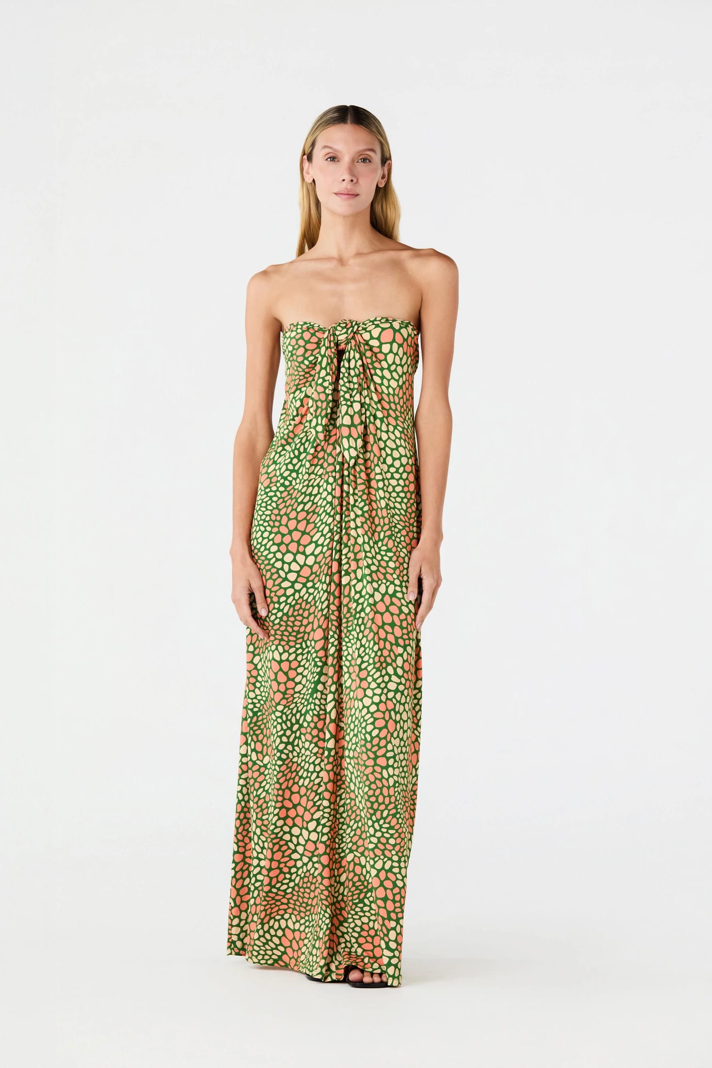 Carey Jersey Maxi Dress / Green Peach Animal Print - imagen 5