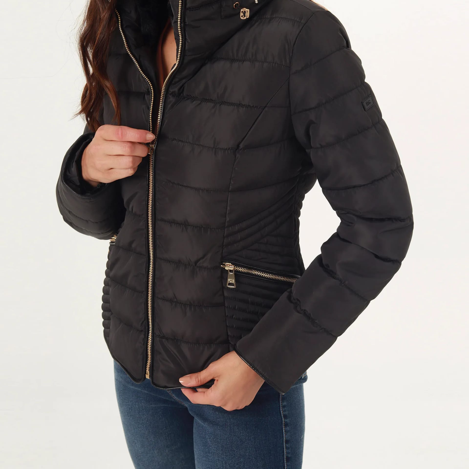 Chaqueta acolchada cuello alto con capucha interna - imagen 4