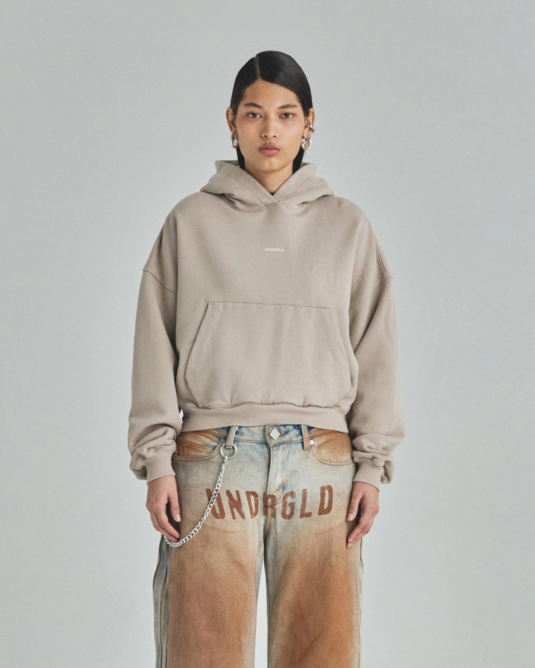 W Basics Undergold Boxy Fit Hoodie Cream - imagen 2