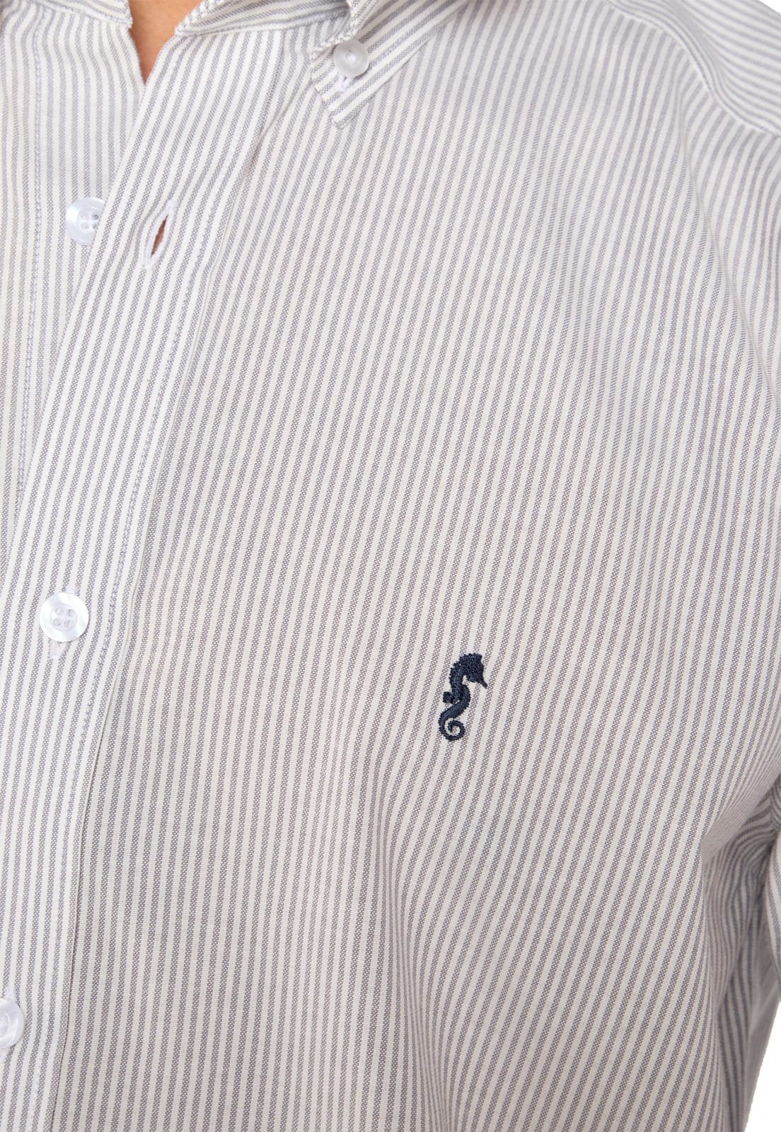 Camisa Manga Larga Oxford Rayas Grises - imagen 2
