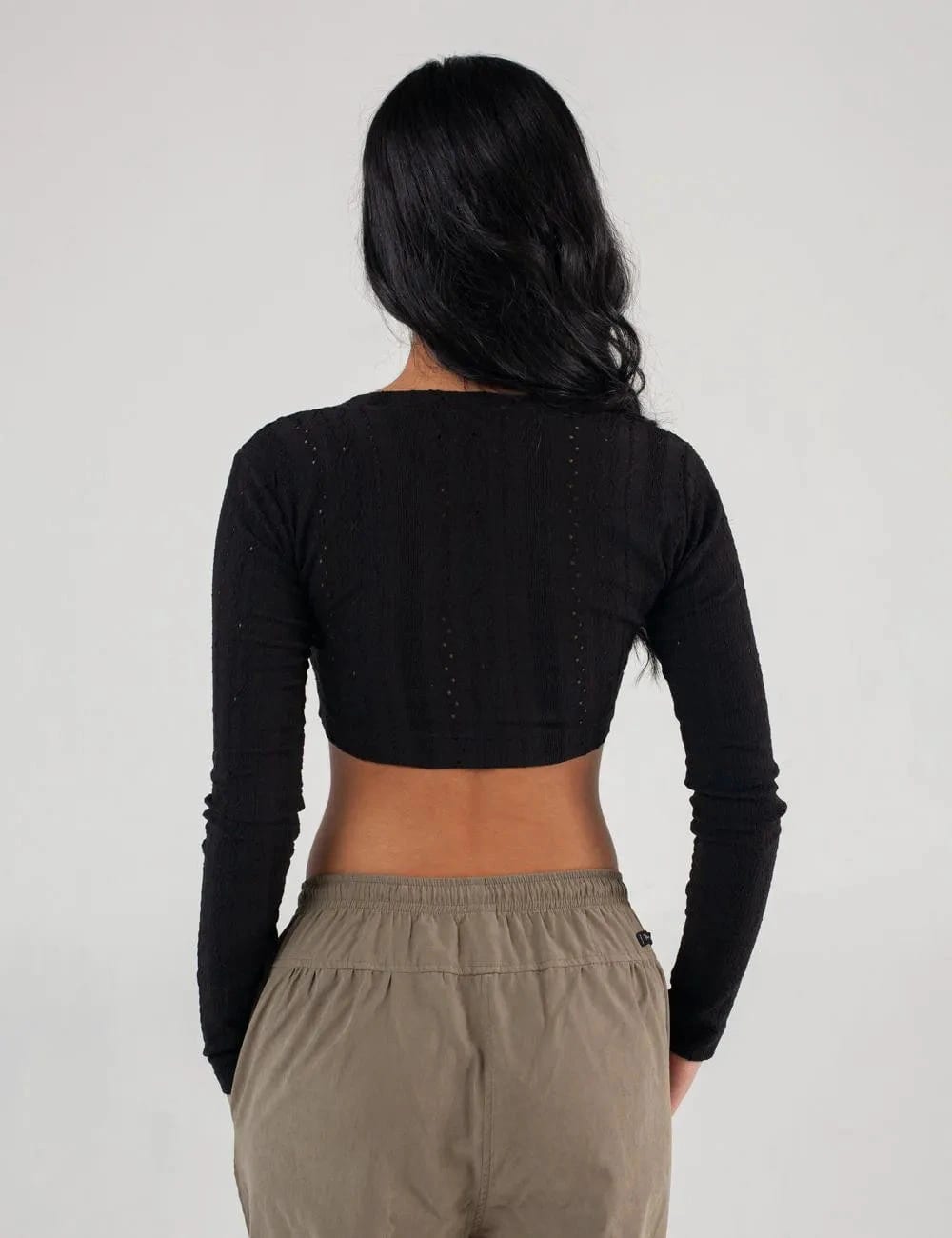 Crop Top manga larga Net negro Mujer - imagen 10