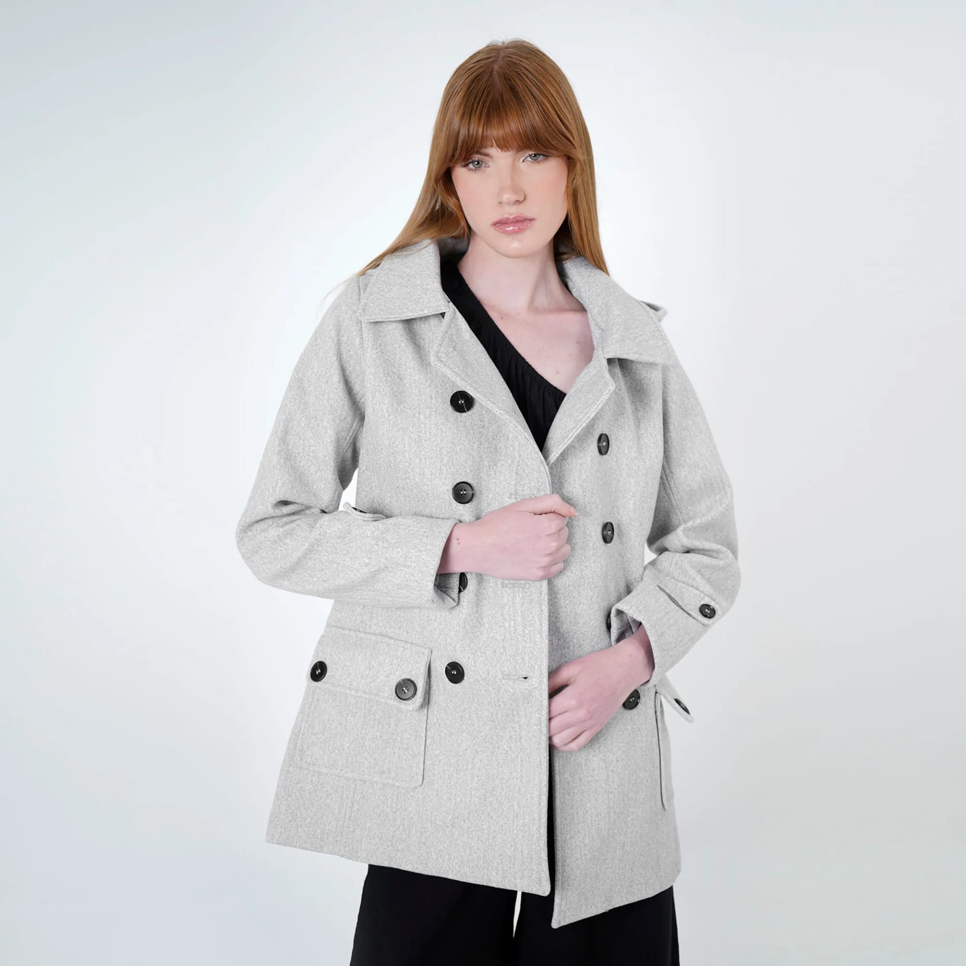 Chaqueta abrigo trench cruzado cuello solapa con capucha - imagen 20
