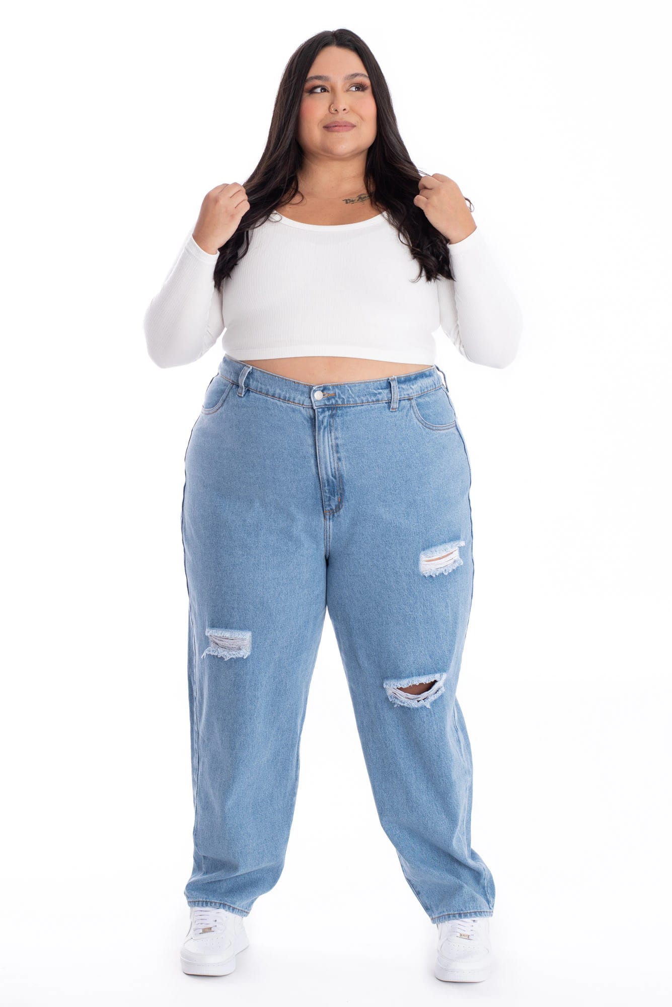 Jean Boyfriend Rotos Azul Claro 378 - imagen 8