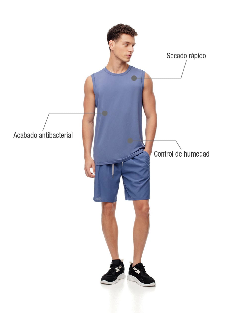 Camisilla deportiva antibacterial azul hombre - imagen 2