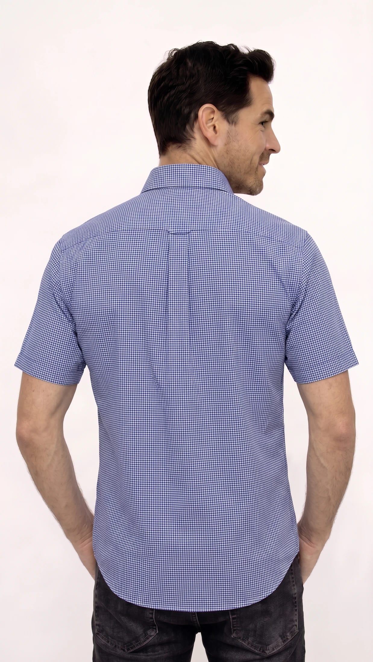 CAMISA MANGA CORTA A CUADROS AZUL PARA HOMBRE - imagen 2