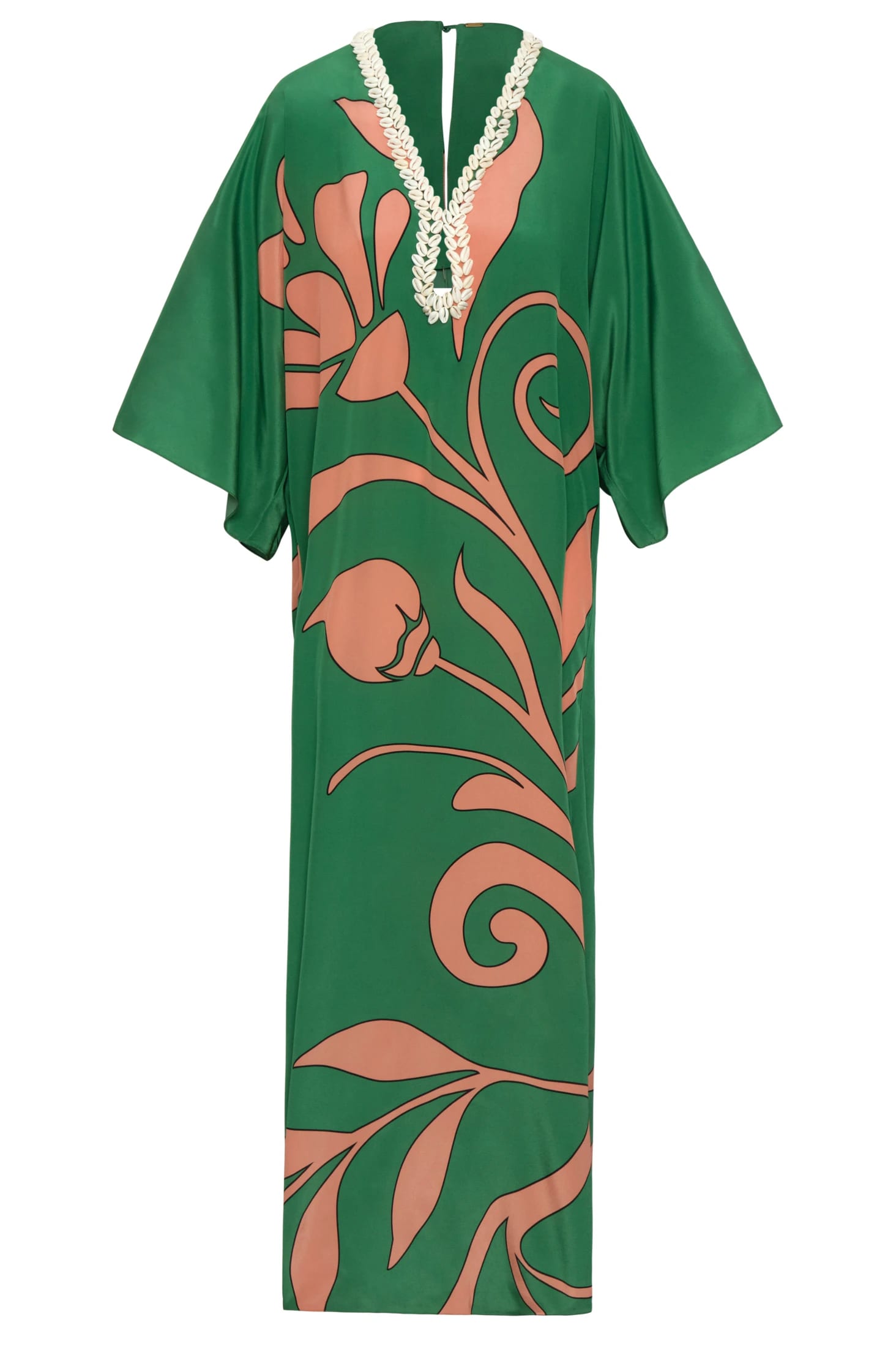 Andina Hand-Embroidered Crepe Tunic / Green Buganvilia - imagen 2