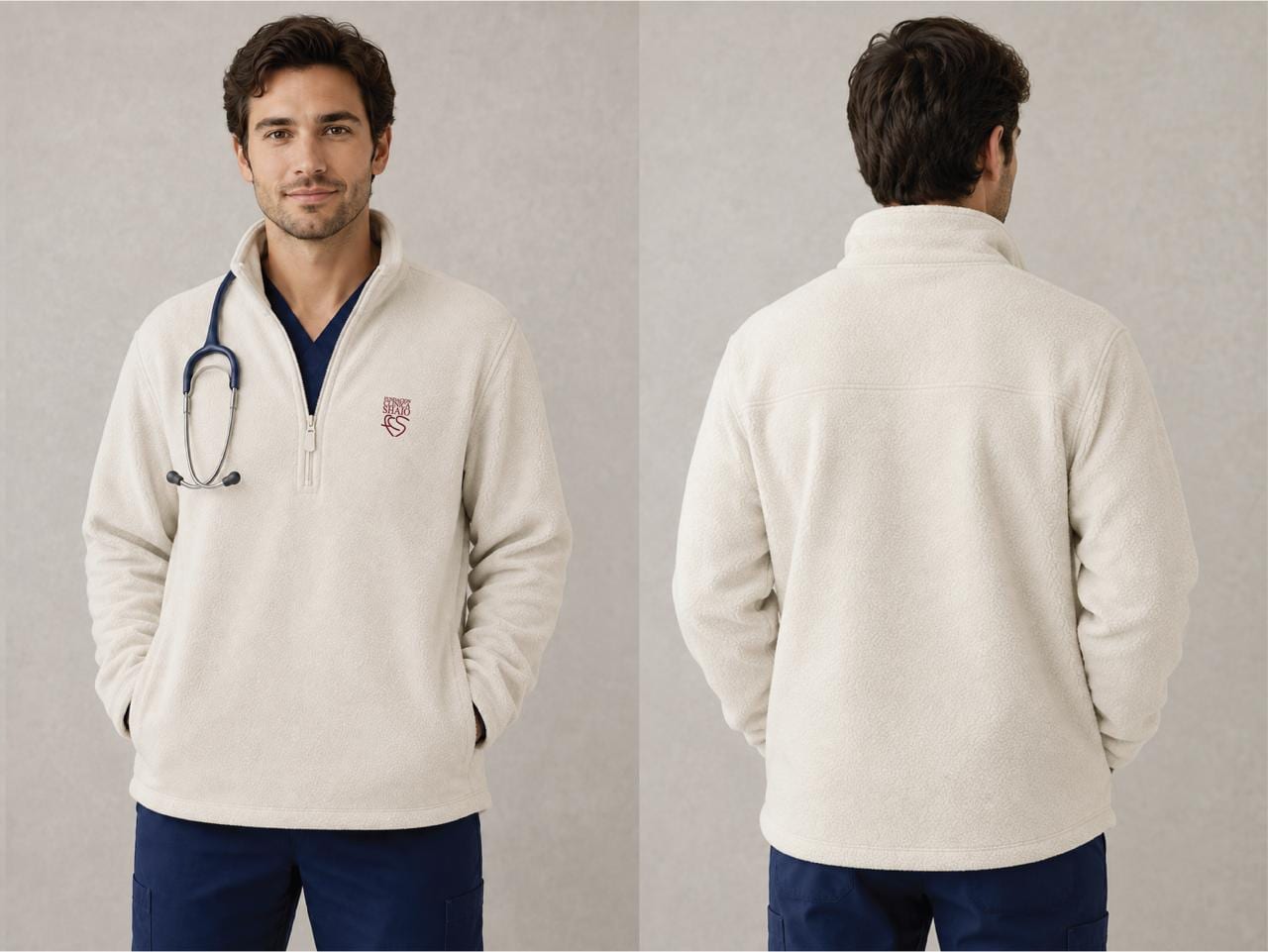 SACO FLEECE HALF ZIP CREMA - SHAIO - imagen 2