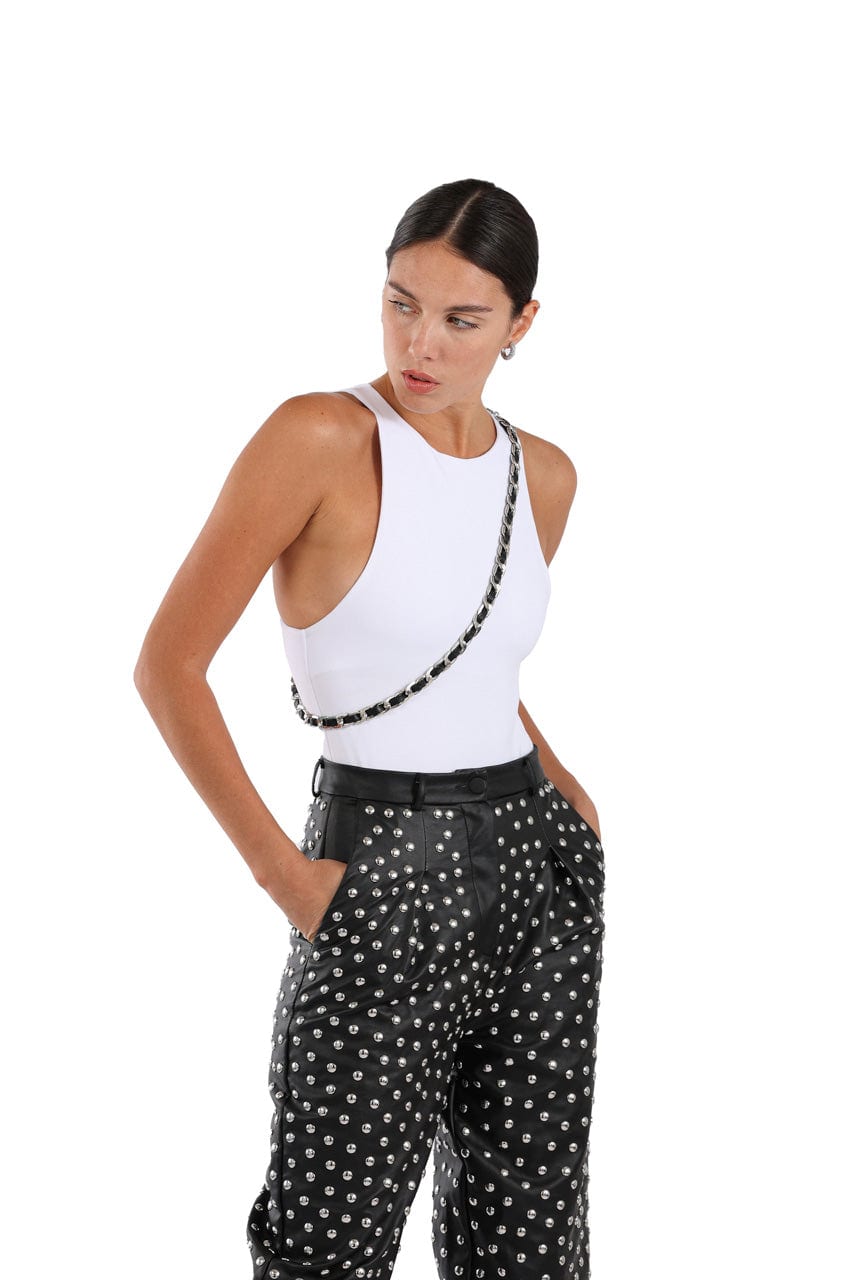 PANTALON LEATHER STUD NEGRO - imagen 3