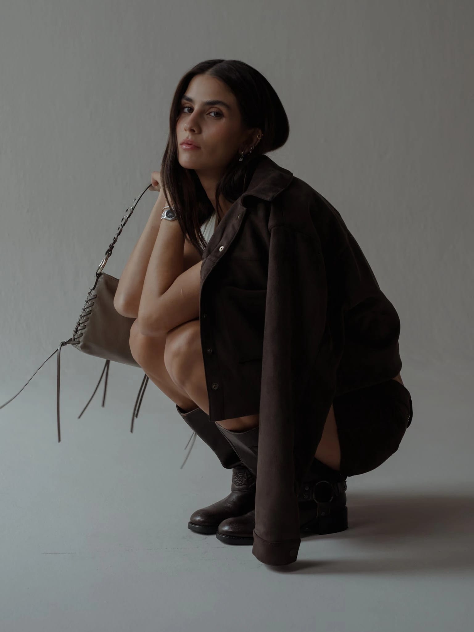 SUEDE BOXY JACKET - ESPRESSO - imagen 9