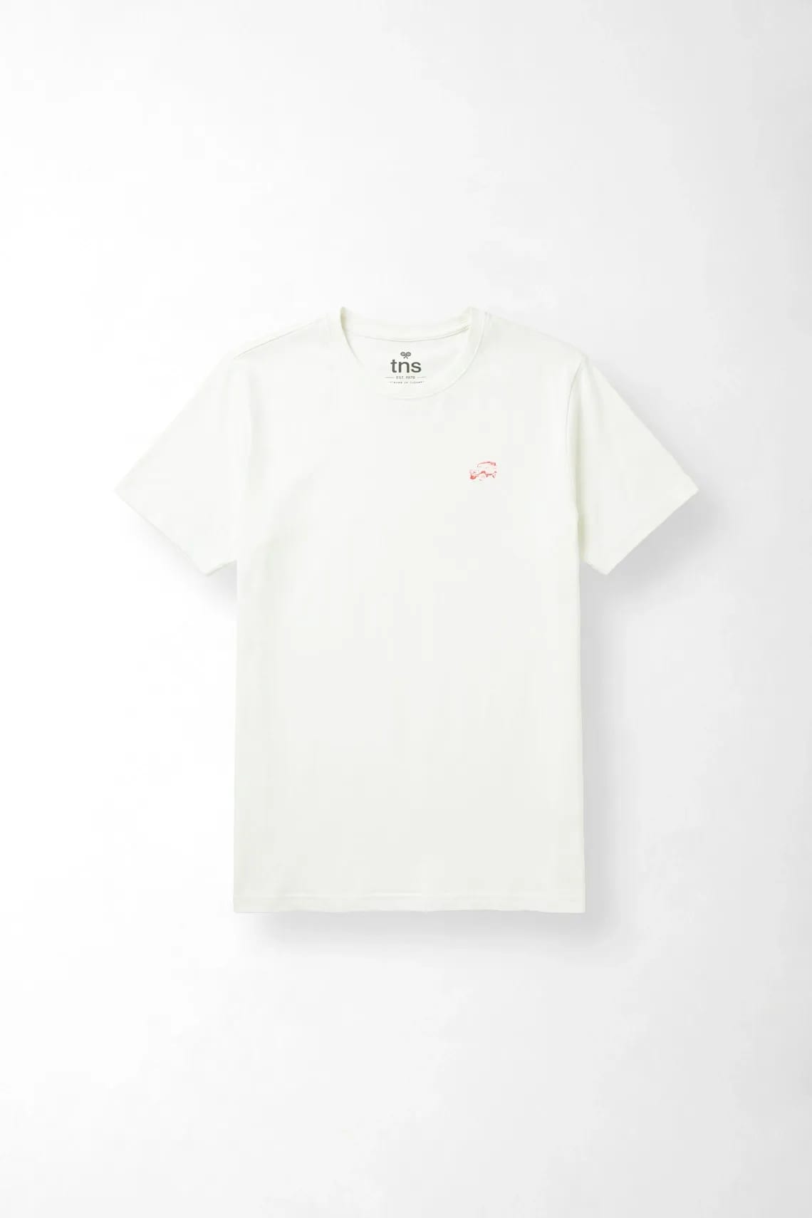Camiseta regular con mini gráfico al pecho de algodón blanco para hombre - imagen 3