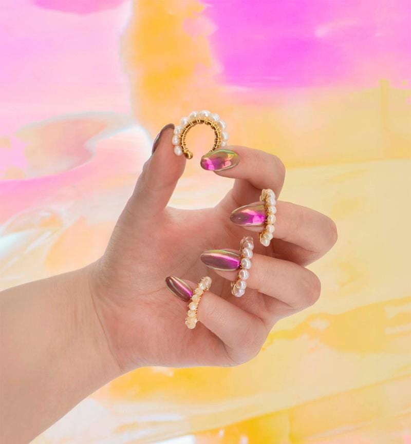Ear Cuff de Perlas Rosadas Grande - imagen 4