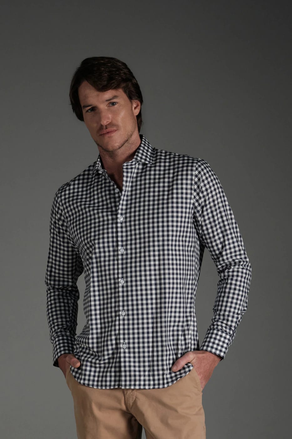 Camisa Classic Algodón Cuadros Azul Navy - imagen 3