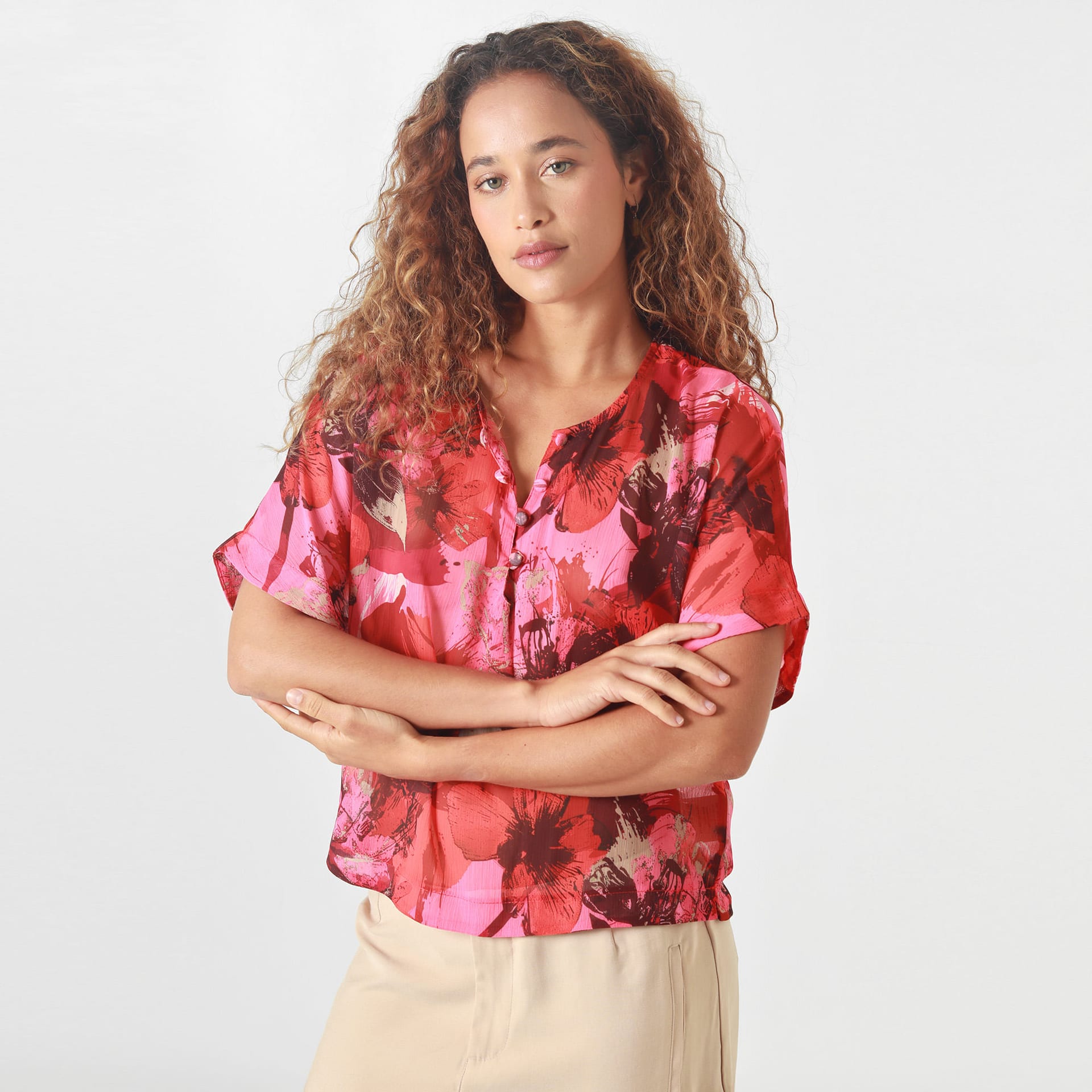 Blusa Cuello V Manga Corta - imagen 1