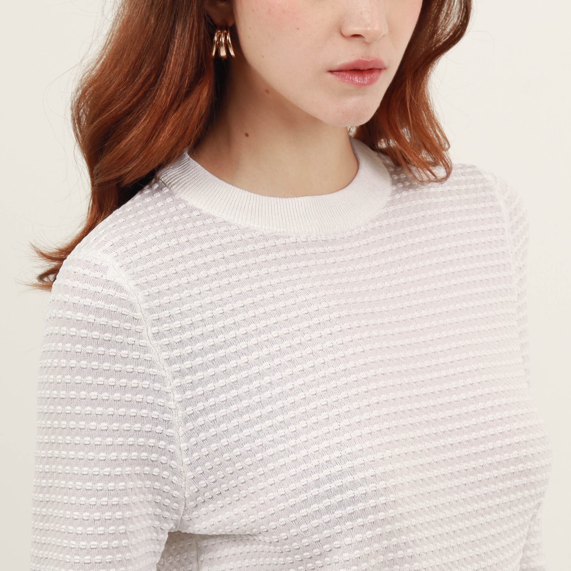 Sweater tejido texturizado cuello redondo manga larga - imagen 12
