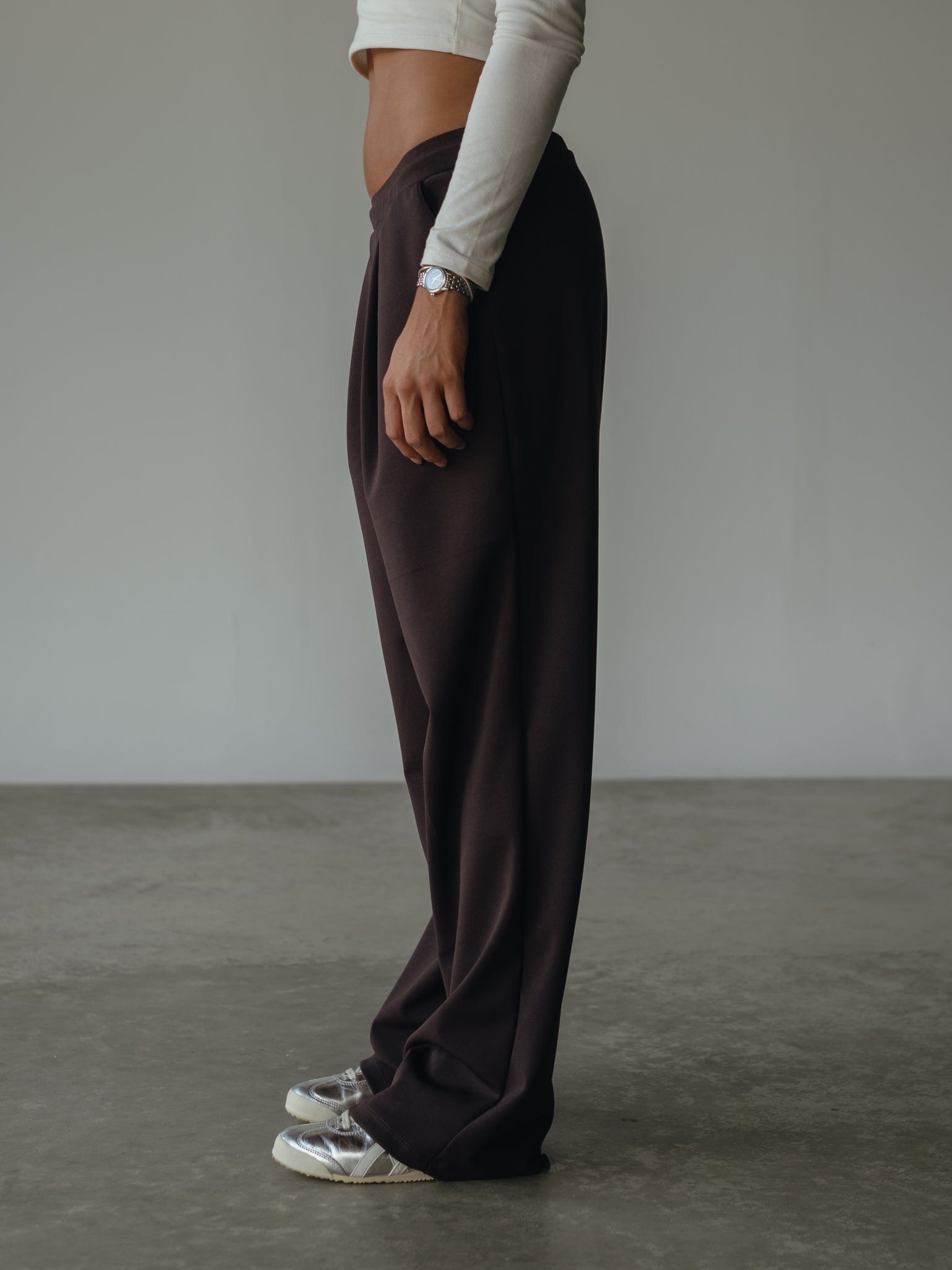WIDE LEG BAND PANT - ESPRESSO - imagen 5