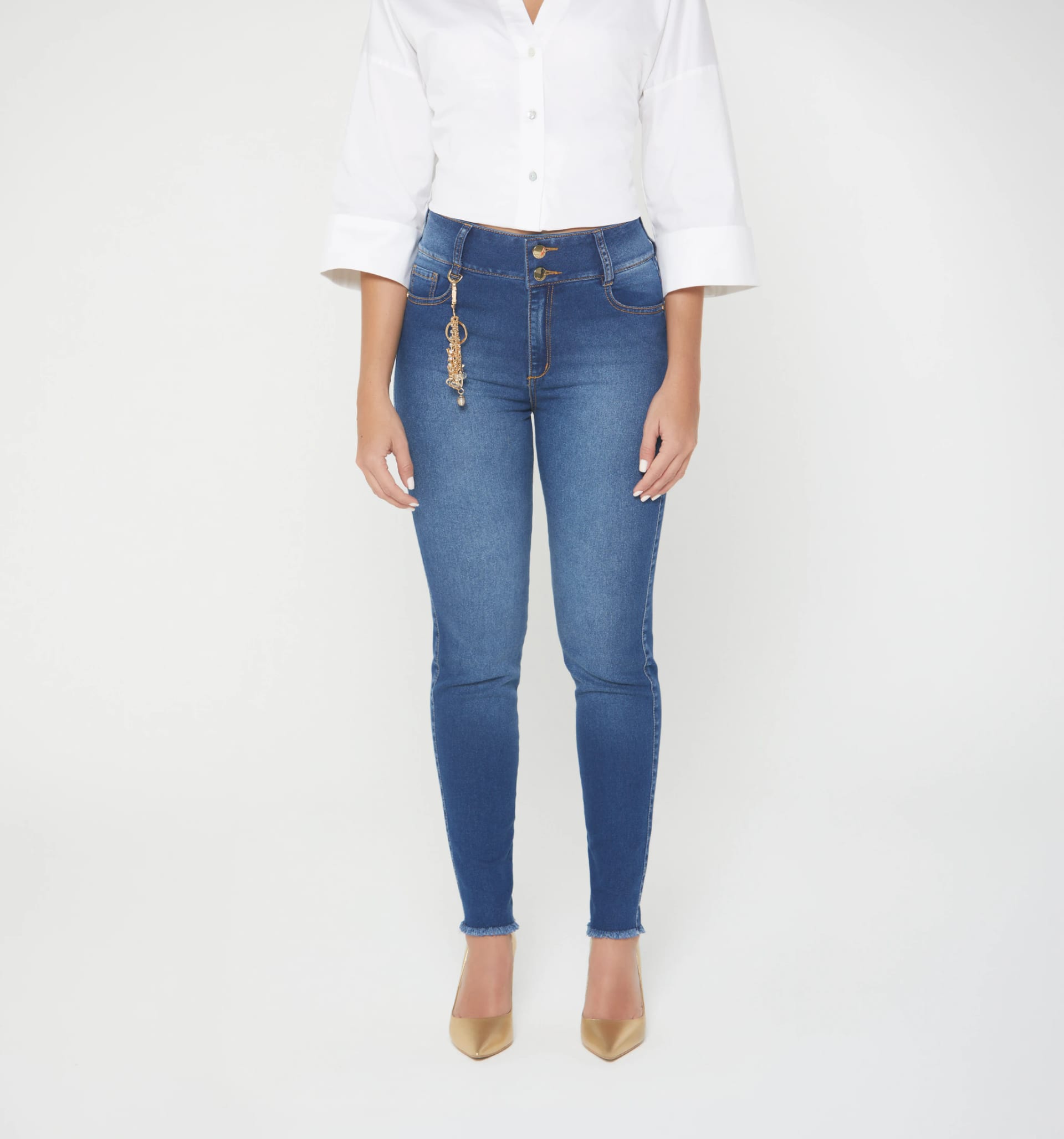 Jean  skinny tiro medio con borla - imagen 4