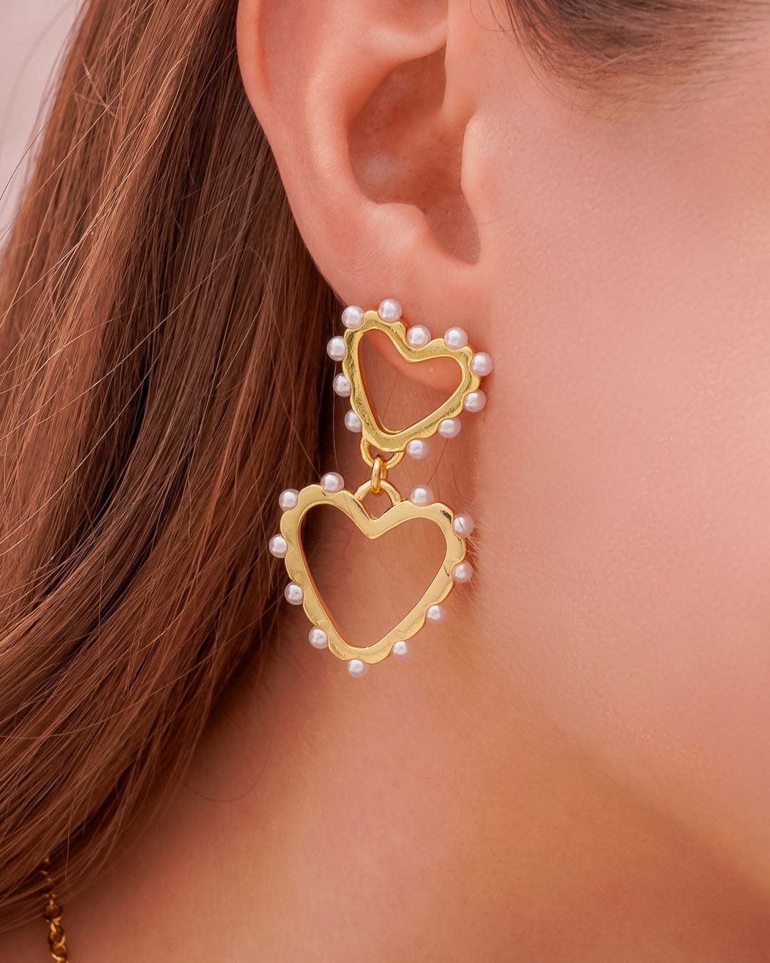 Aretes Corazón Perla - imagen 1