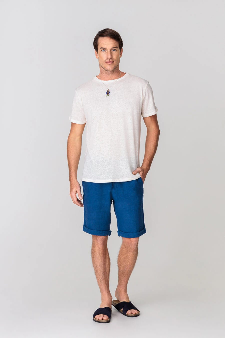 Men's linen bermuda white - imagen 10