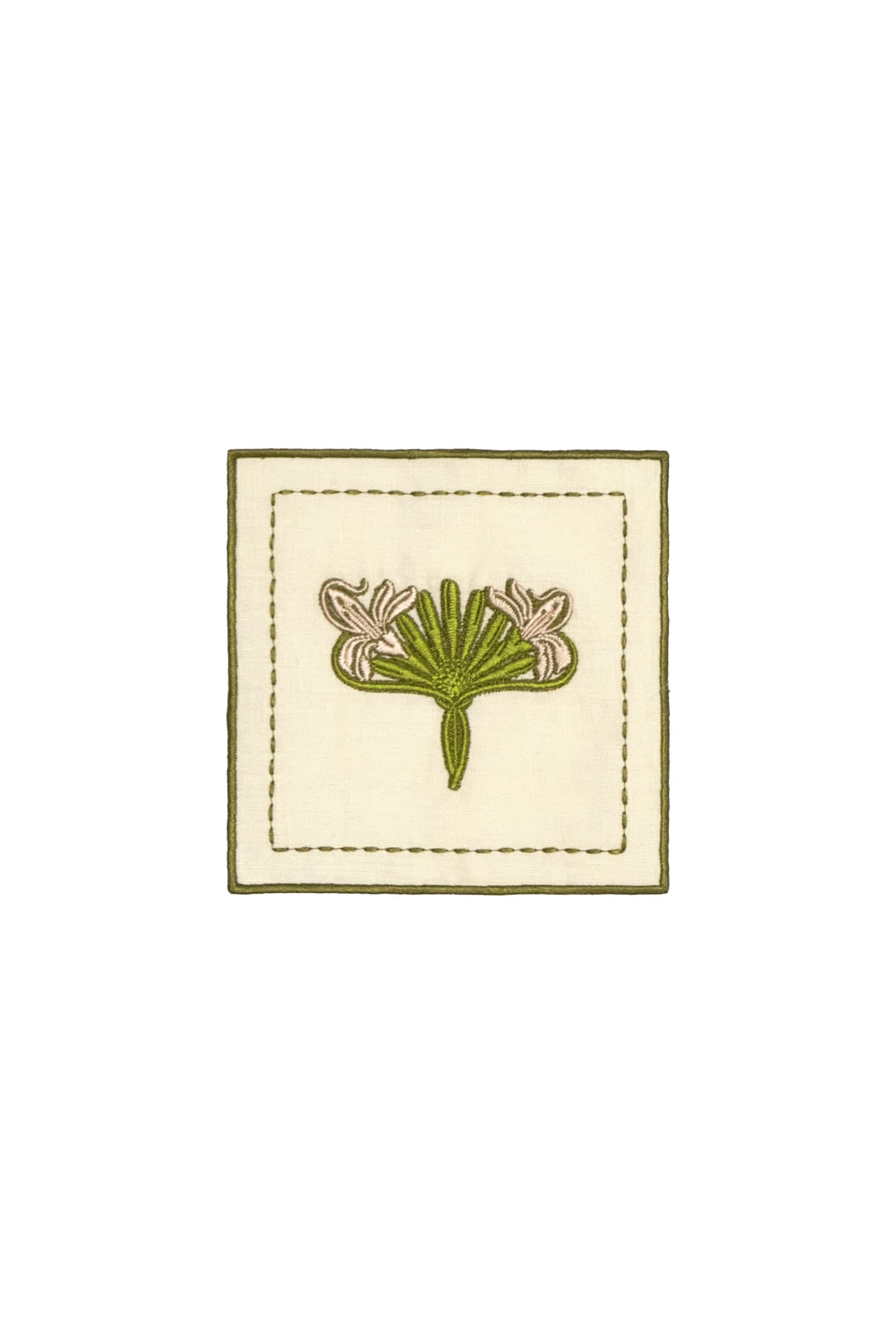 Lirios Cocktail Napkins / Ivory & Green - Set of 4 - imagen 2