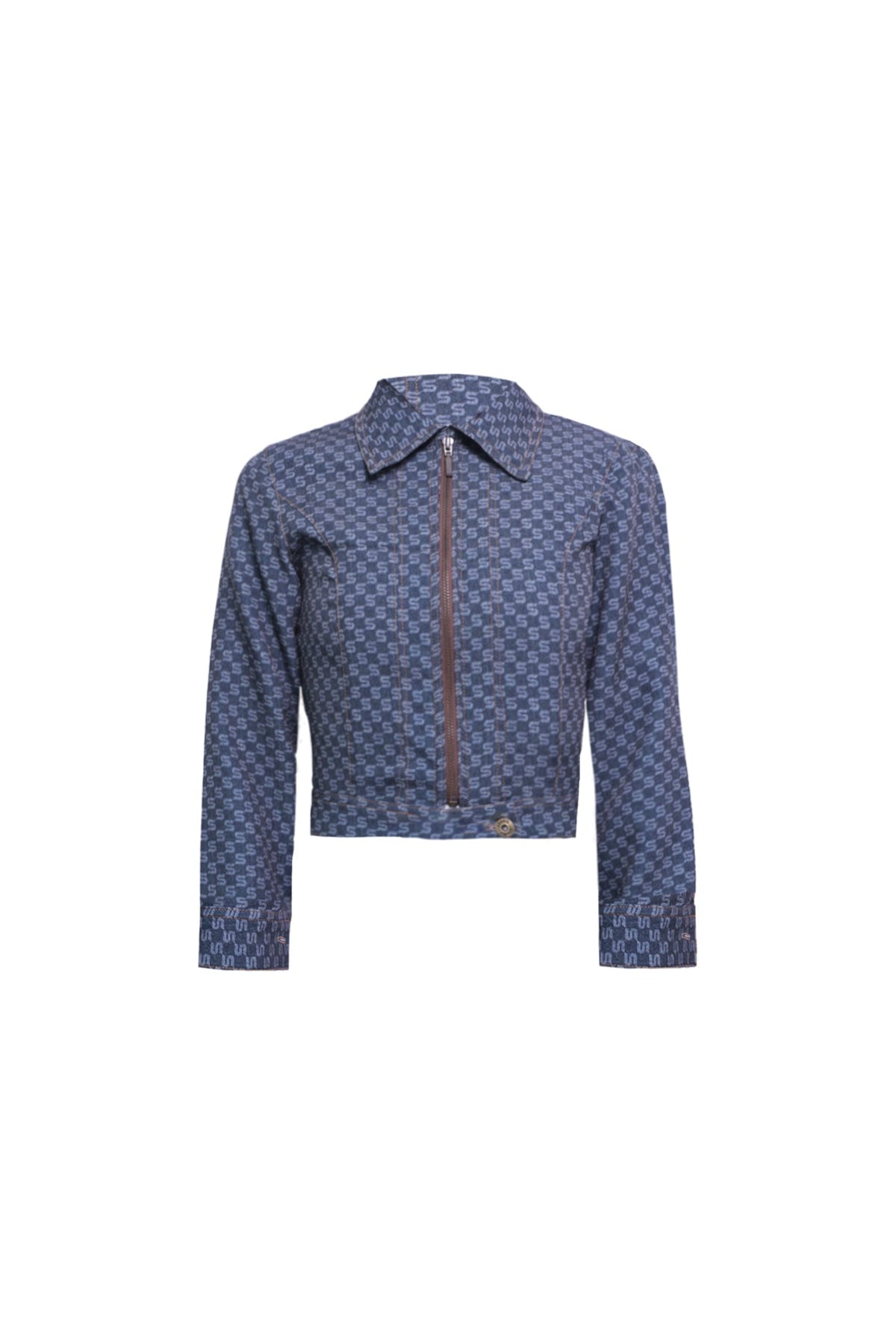 Monogram Cropped Jacket in Denim - imagen 4