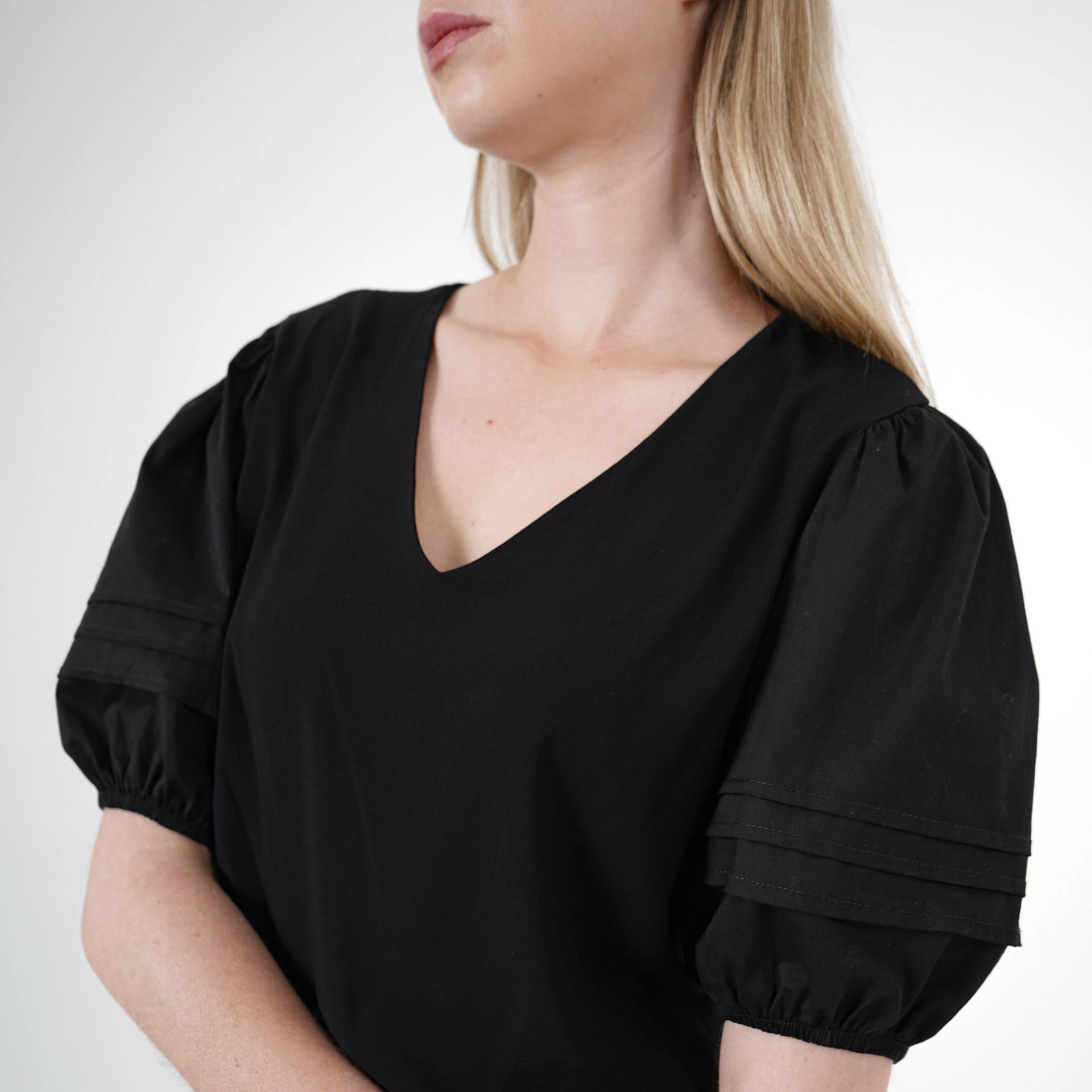 Blusa Cuello V Manga Corta Globo - imagen 3