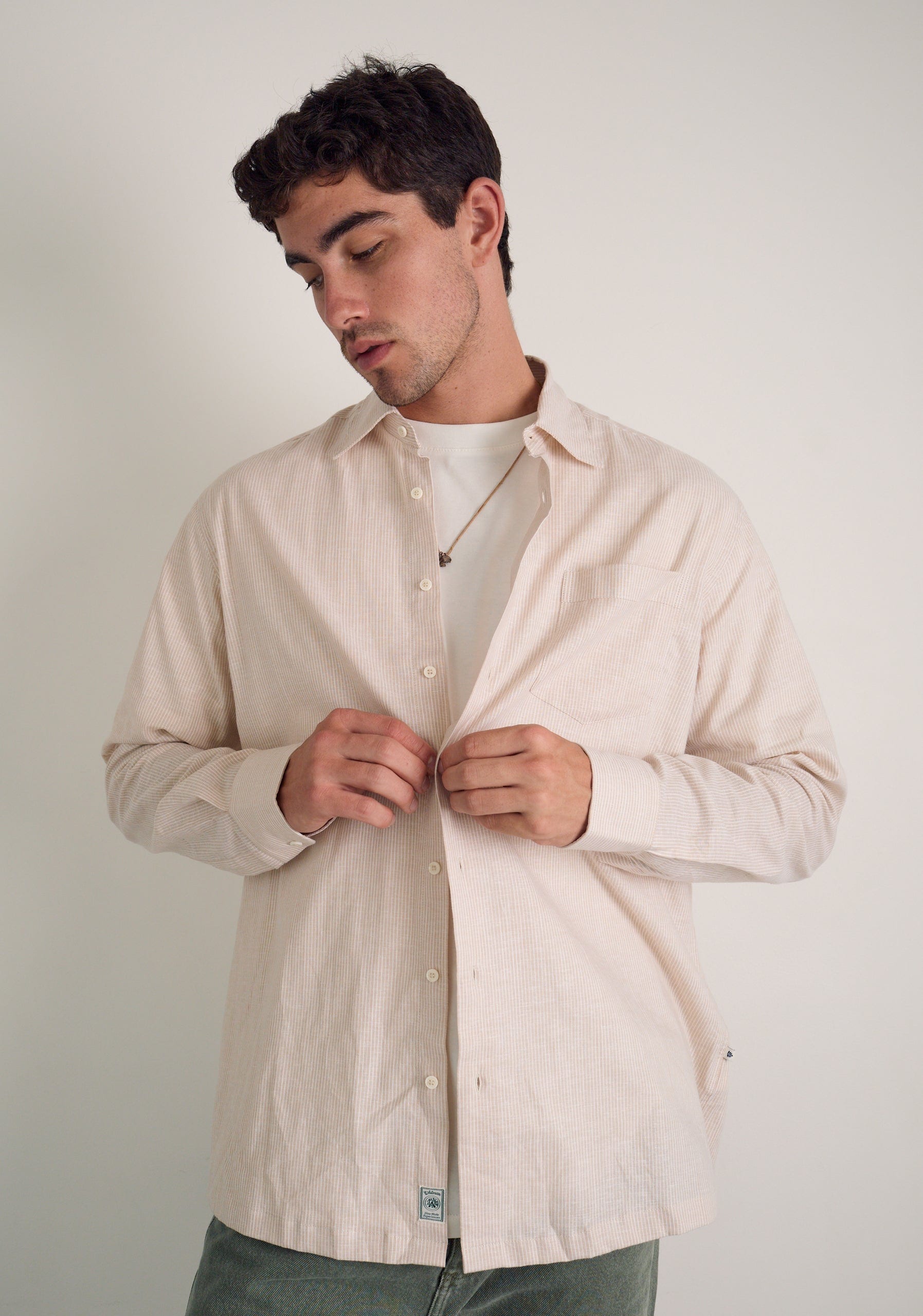 Camisa H CI Jamaica Rayas Delg Café Claro - imagen 3