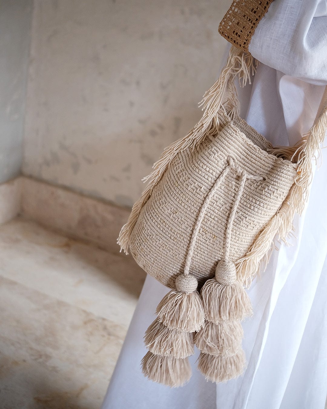 Mochila Wayuu Kamsa Basic Sand - imagen 4