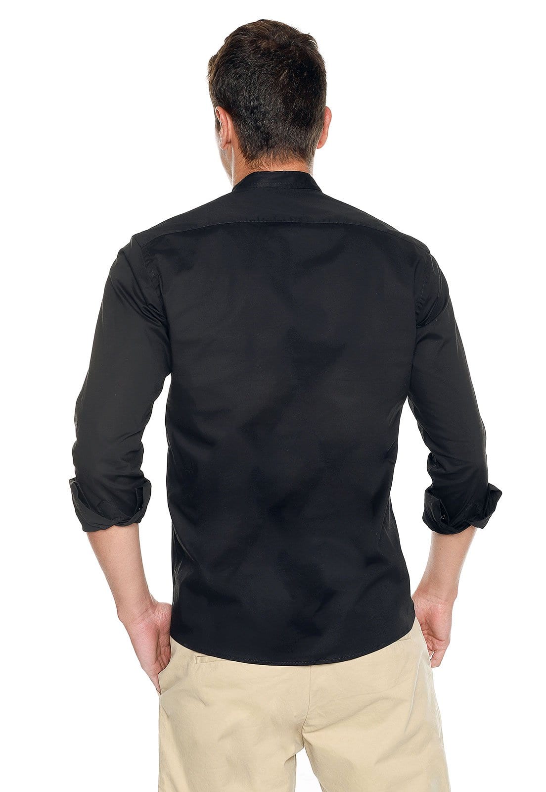 Camisa cuello nerú negra slimfit - imagen 2