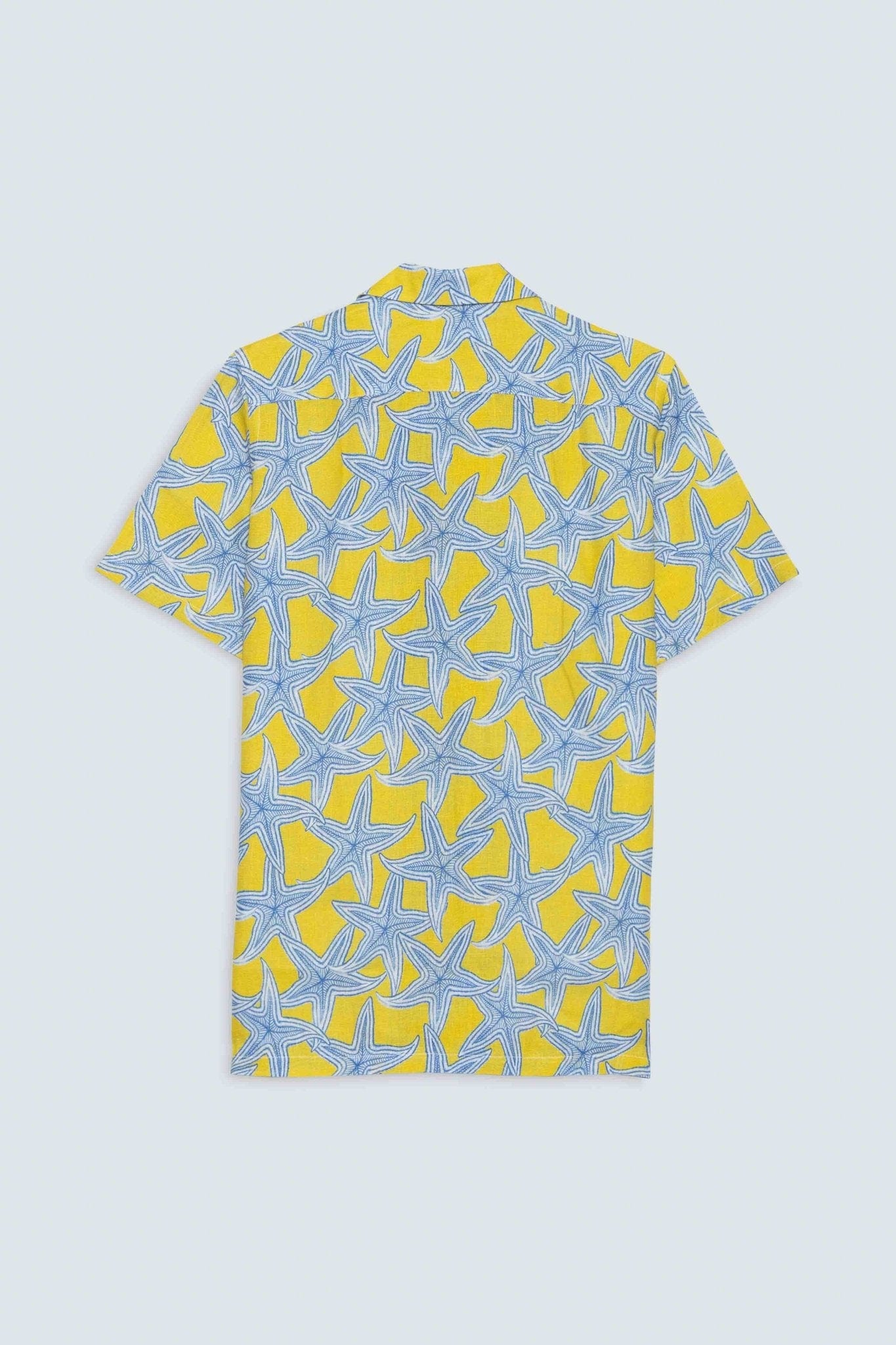 Men's linen shirt yellow intaglio - imagen 5
