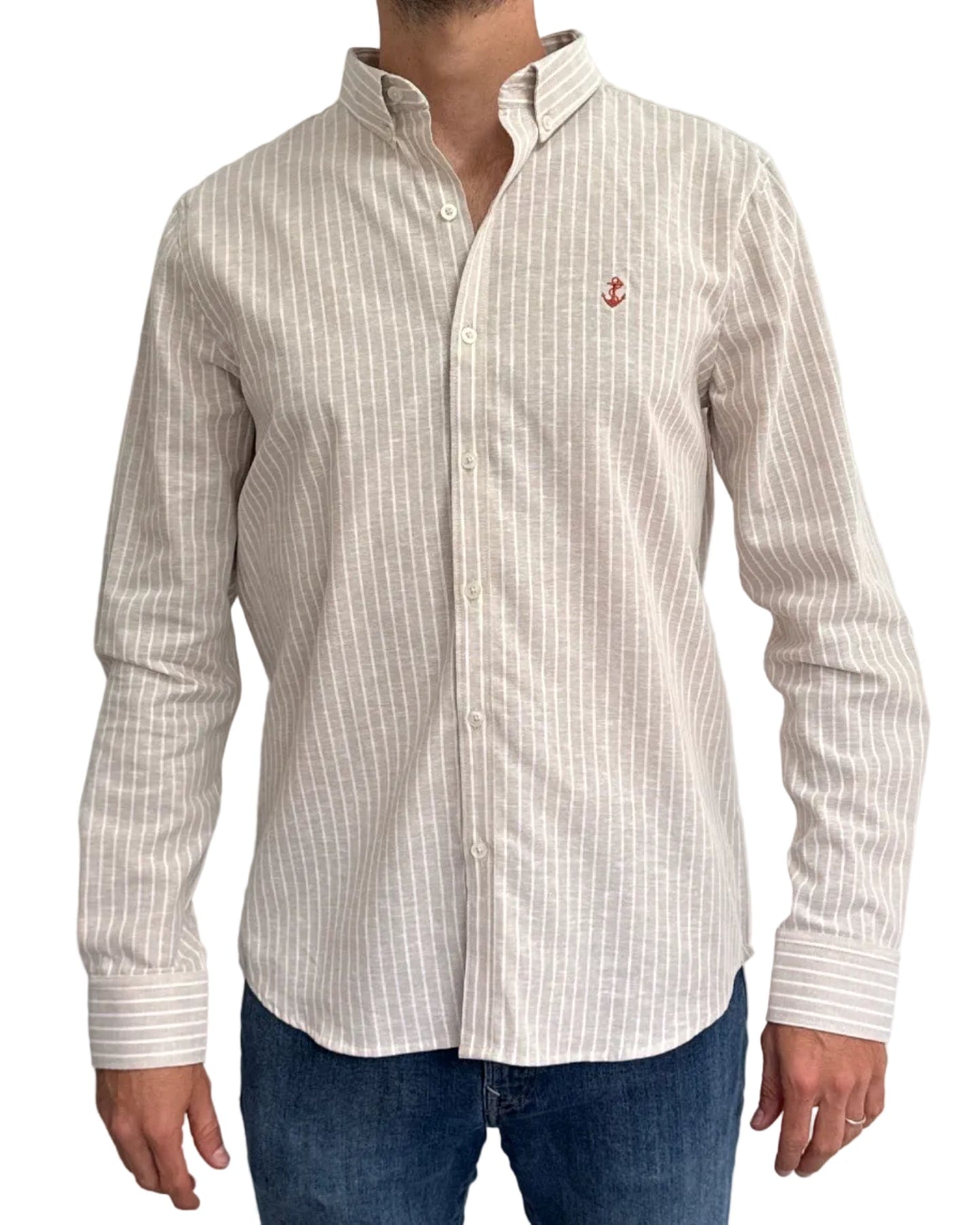 Camisa de Lino Arena y Rayas Blancas - imagen 8