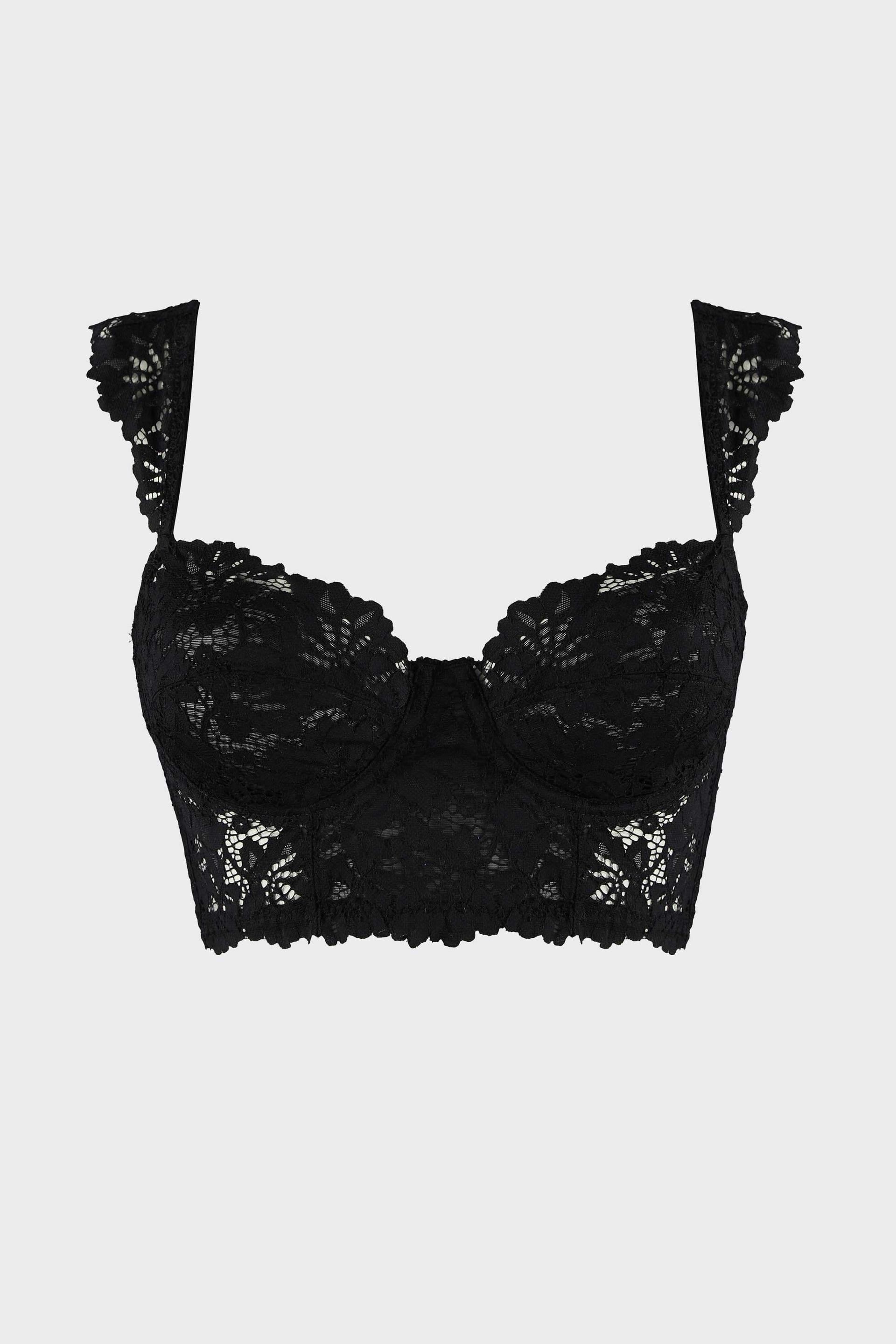 BRASIER BUSTIER ELLIPSE CON ARO Y ENCAJE TOTAL COMODIDAD VINTAGE NEGRO - imagen 4