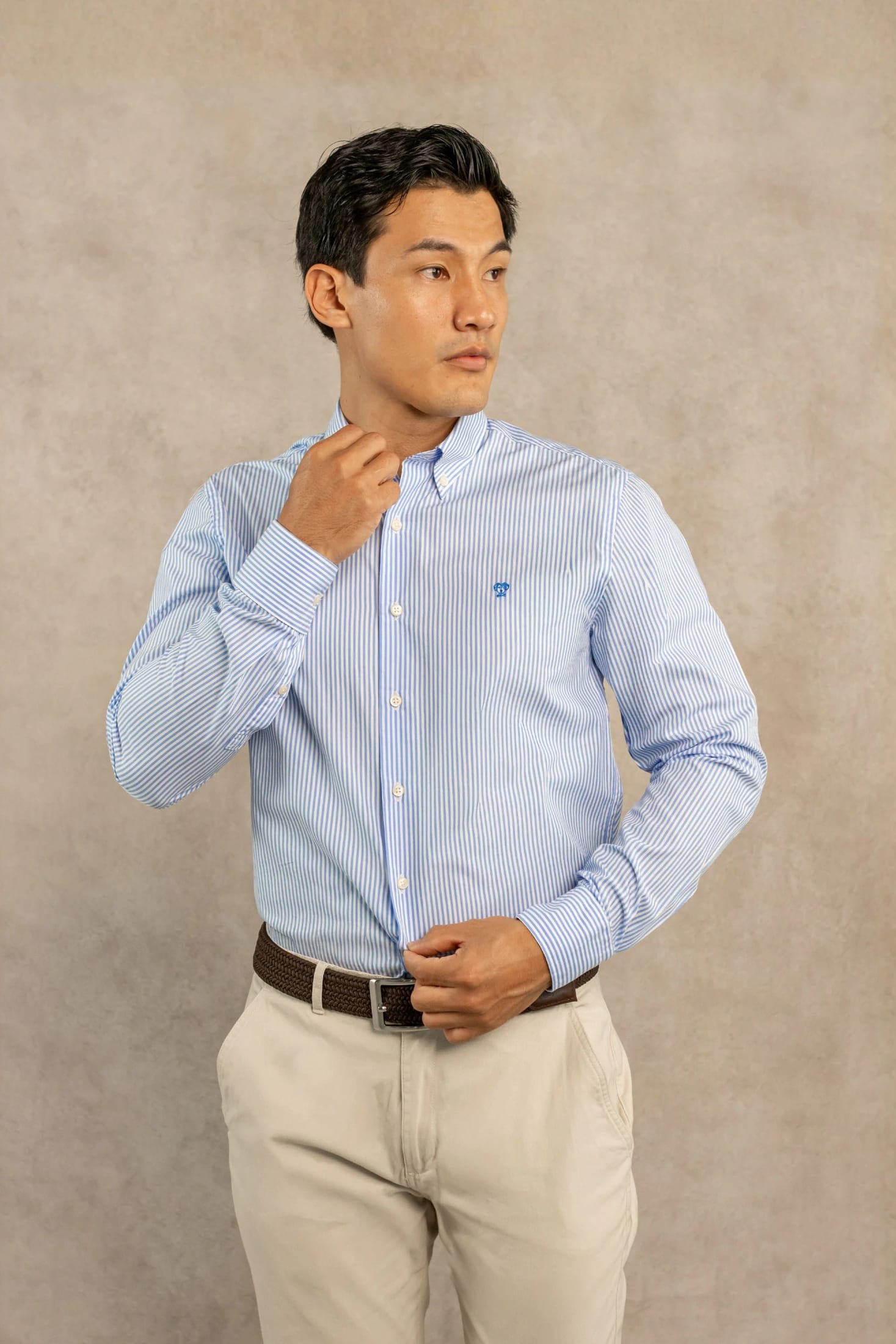 Camisa Antimanchas Popelina Rayas Azul Yale - imagen 1