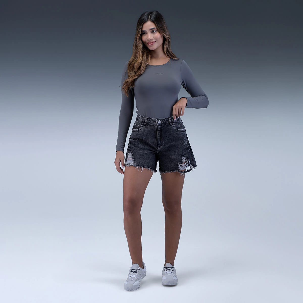 Short Gris Denim Mujer - imagen 4