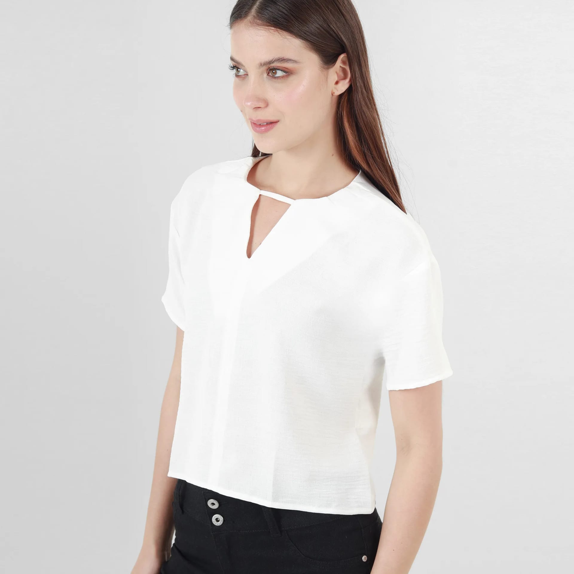Blusa Cuello V Manga Corta - imagen 2