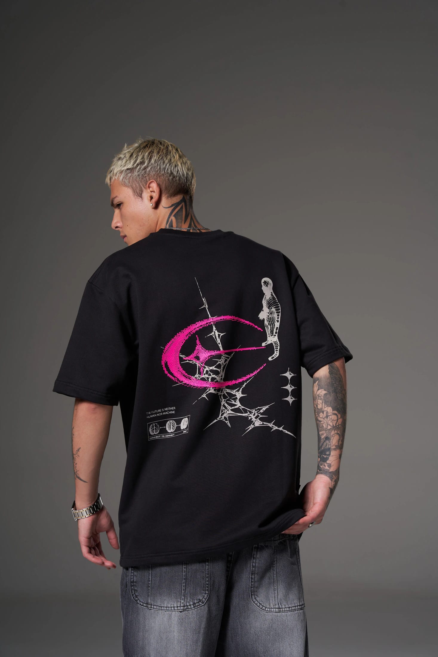 T shirt hyper human purple negra claro 300 gramos 14584 - imagen 2