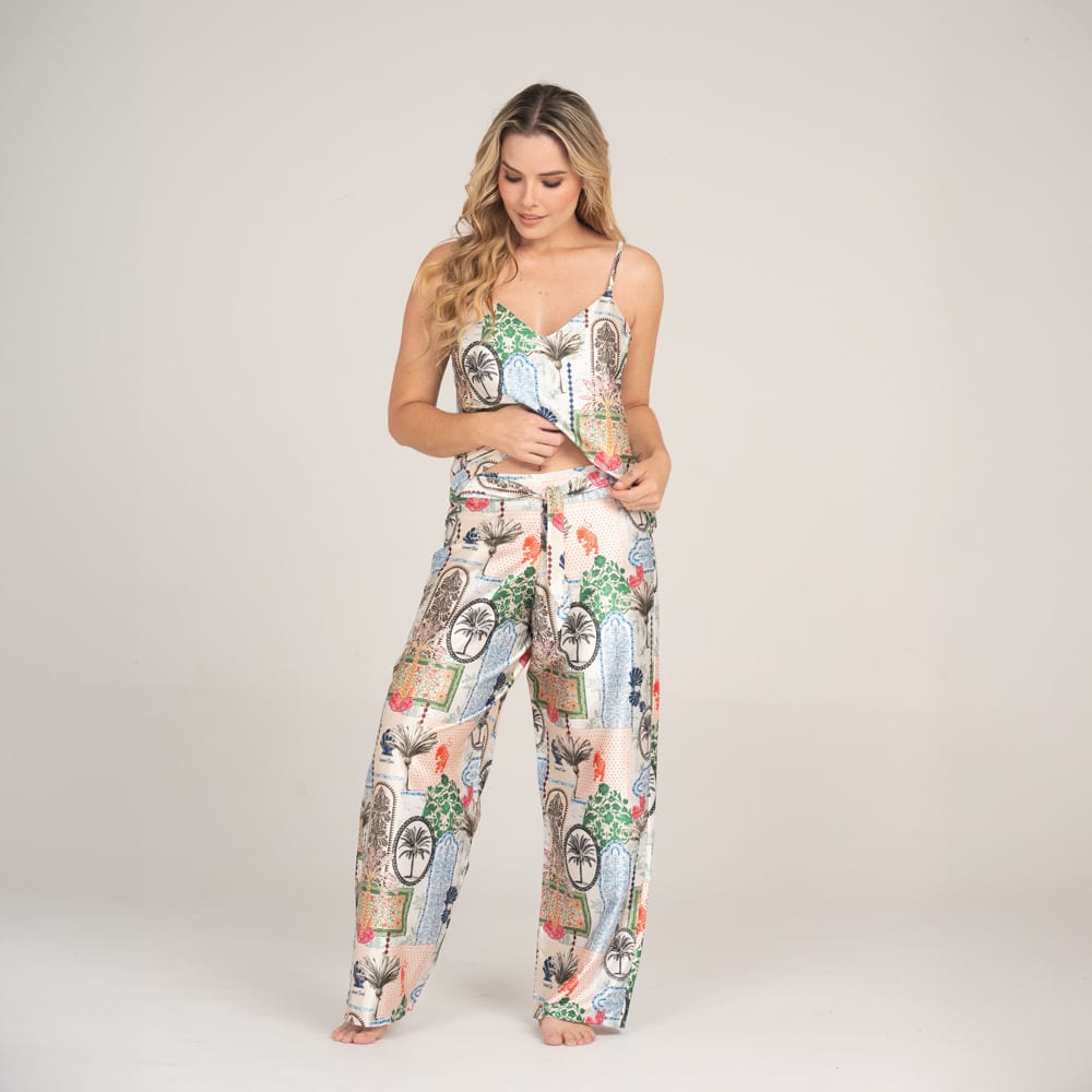 Pantalón Satin Estampado Lotto Blanco. - imagen 1