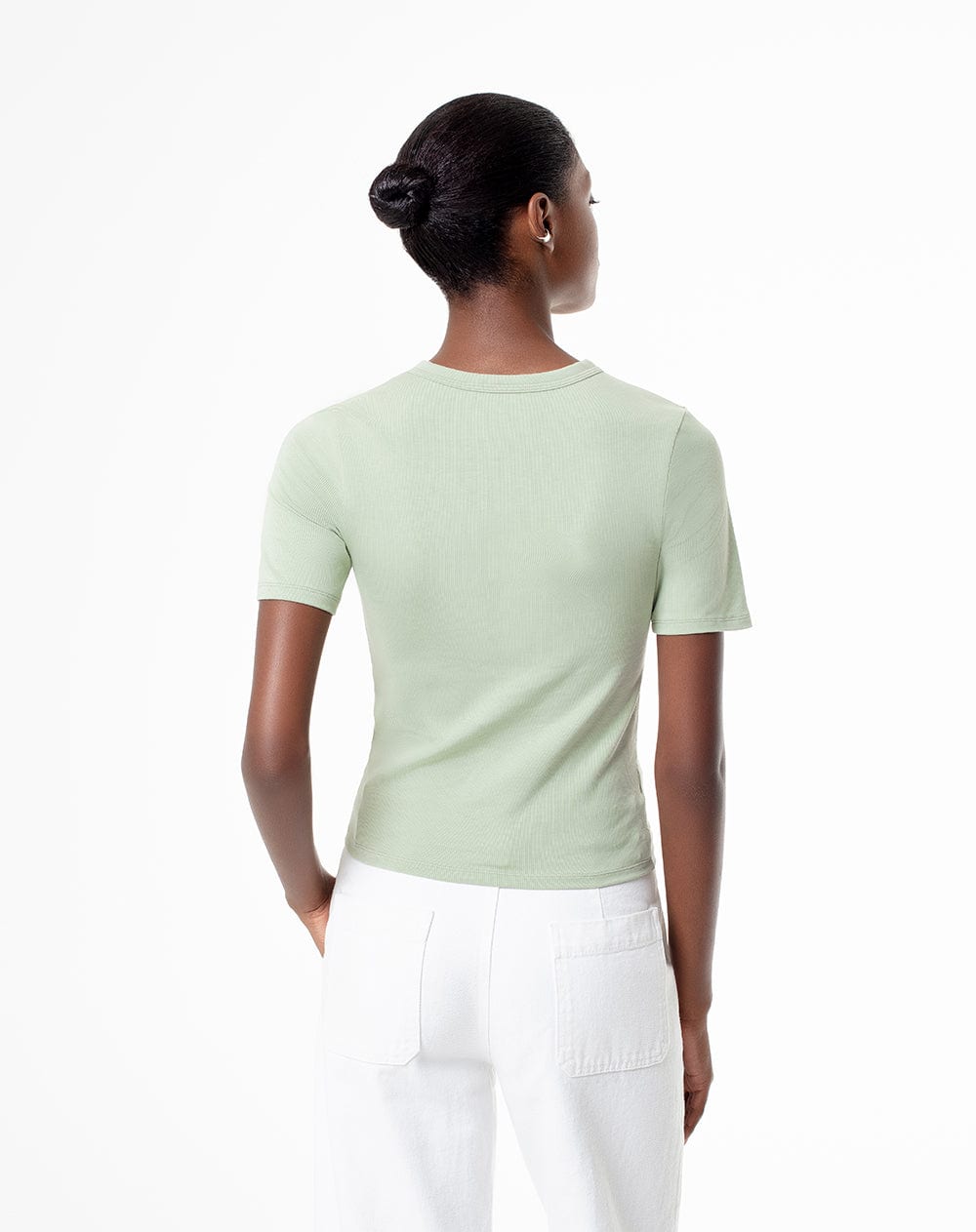 Camiseta slim algodón verde mujer - imagen 2