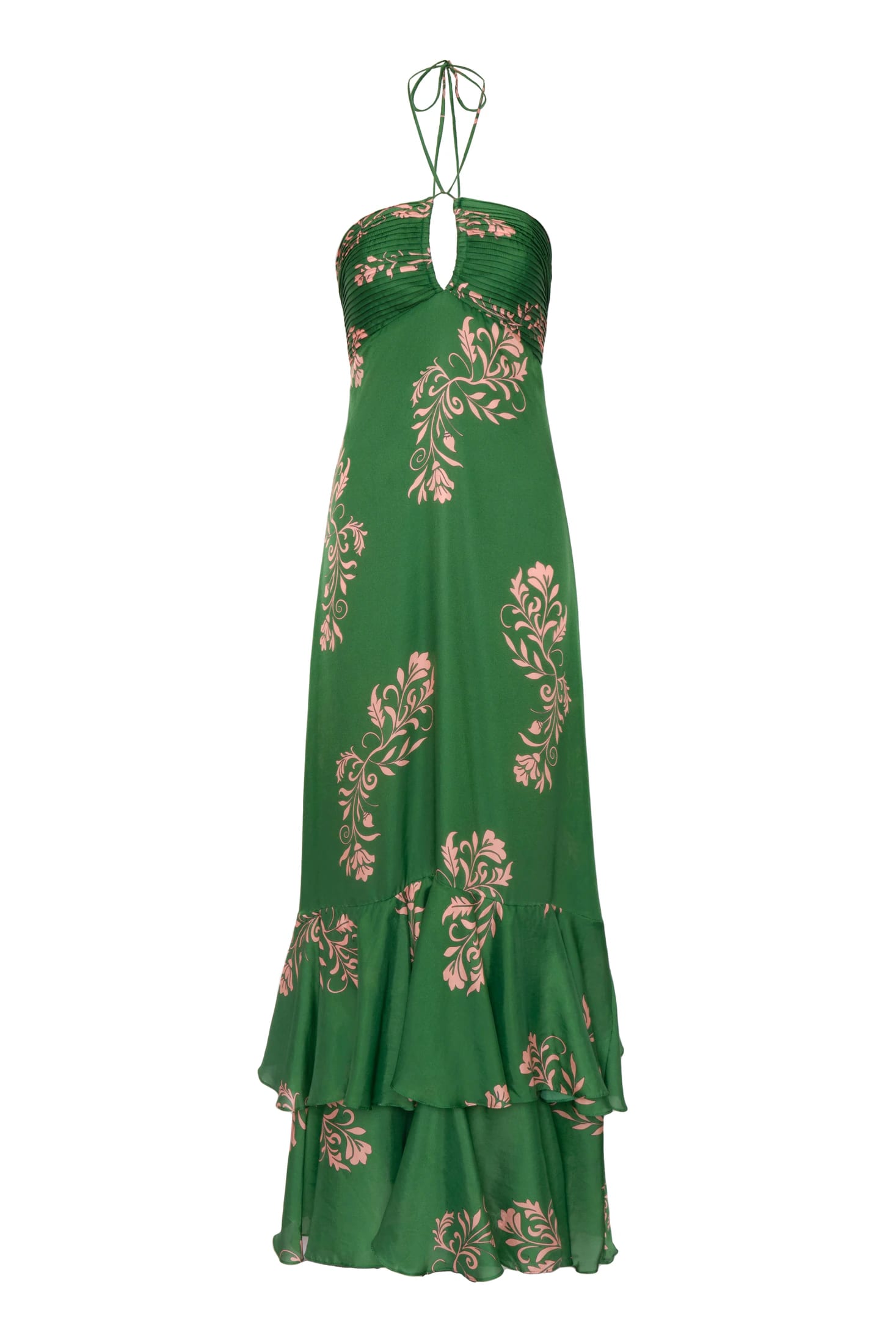 Sevillana Cotton Silk Maxi Dress / Green Buganvilias - imagen 1