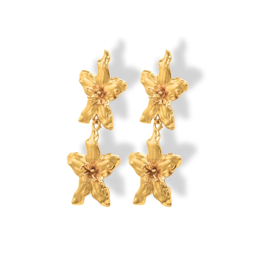 Aretes largos dobles de jazmín - imagen 5