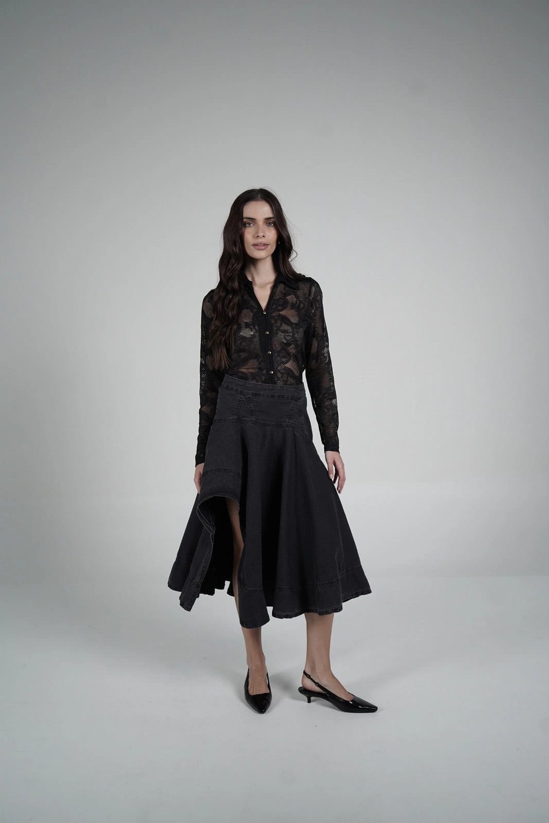 Black asymmetrical skirt - imagen 8