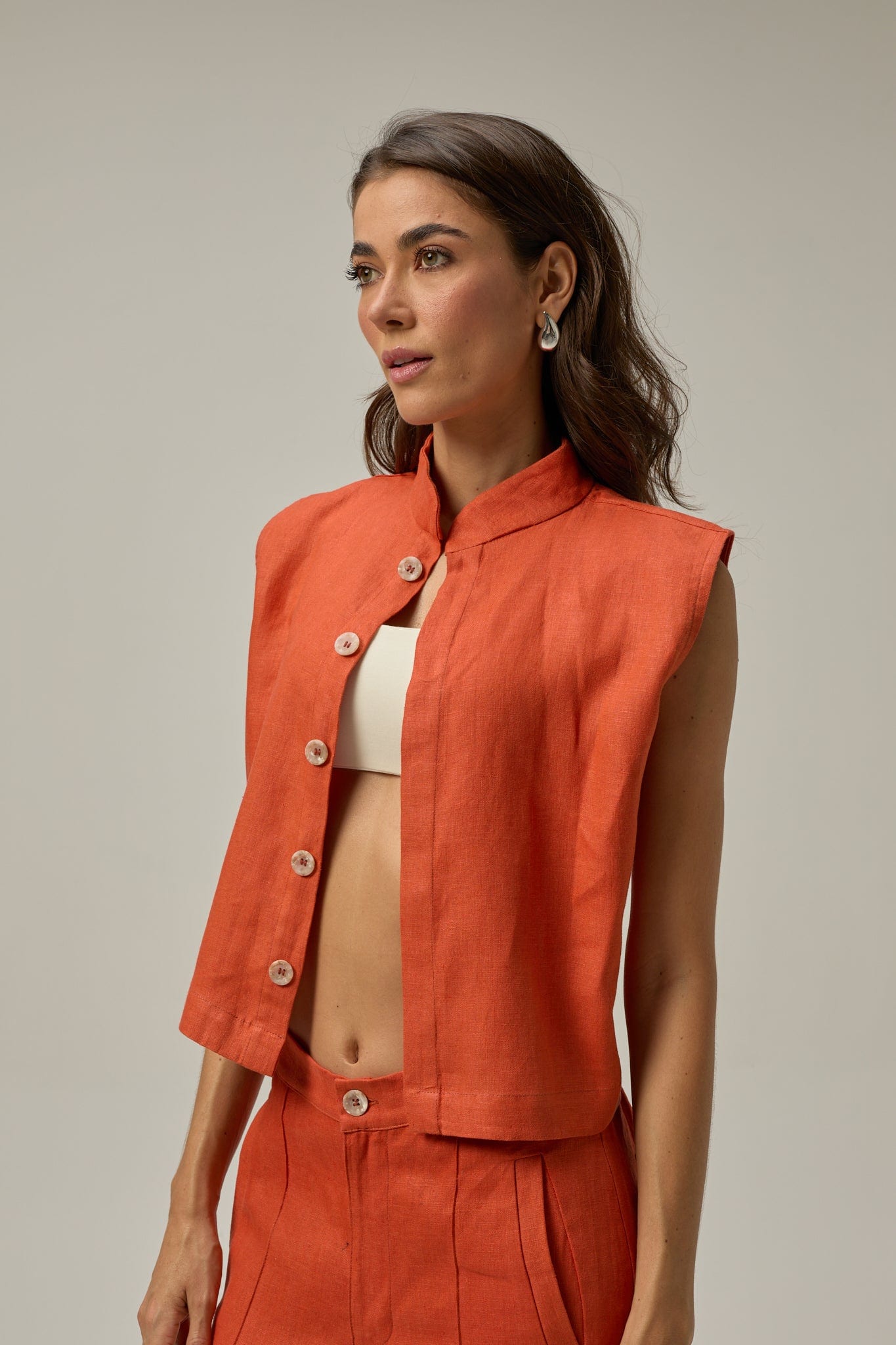Chaleco Muse de lino | naranja - imagen 2