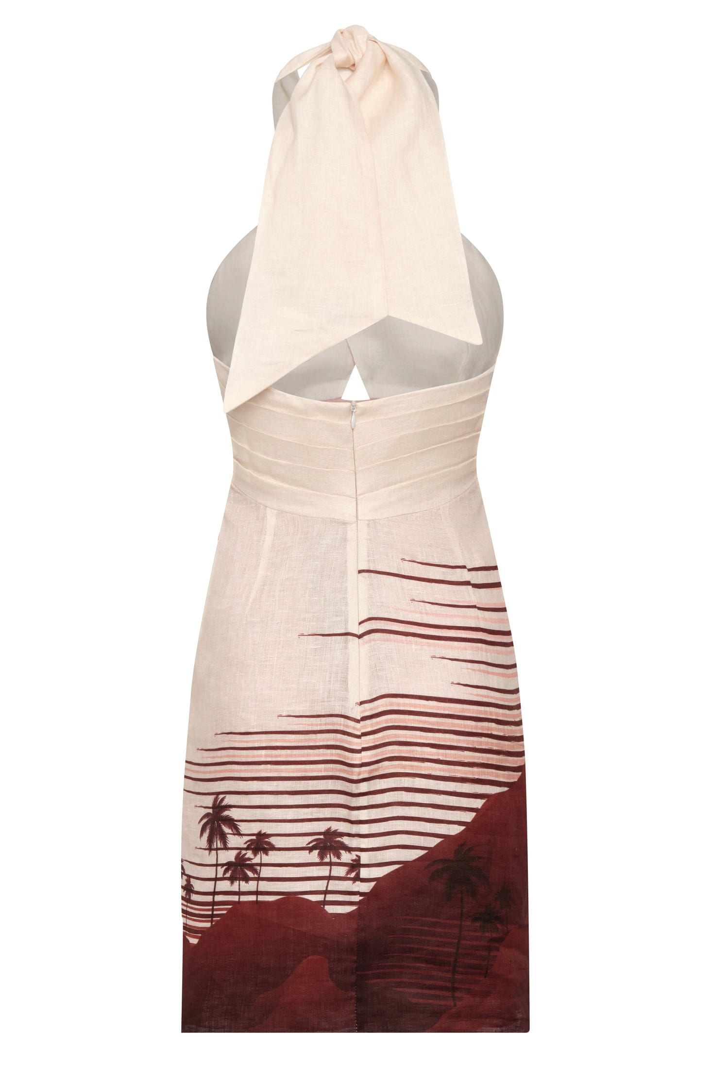 Costa del Sol Linen Mini Dress / Red Tropical Landscape - imagen 2