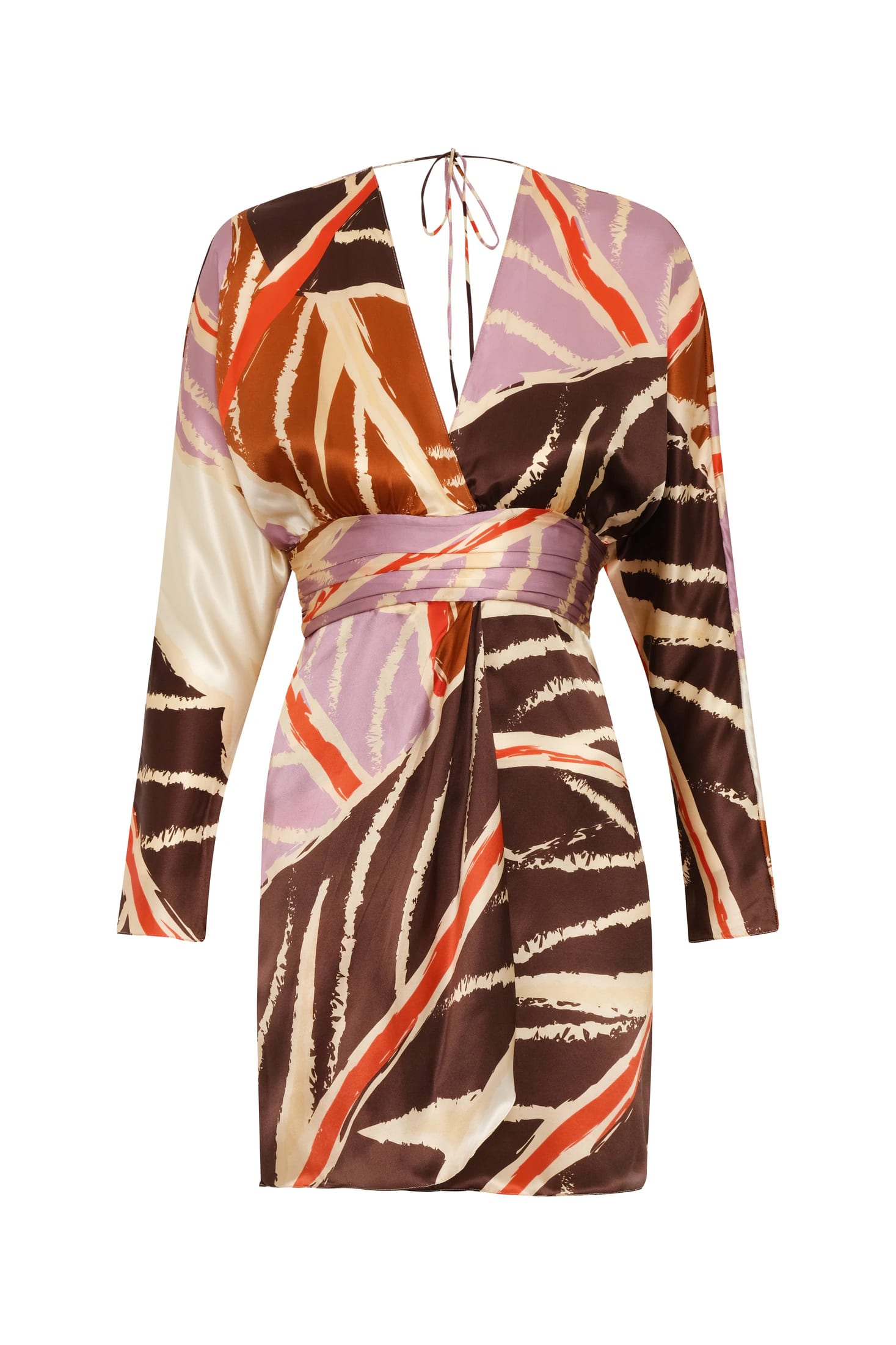 Grecia Satin Silk Mini Dress / Lilac Platanera Leaves - imagen 2