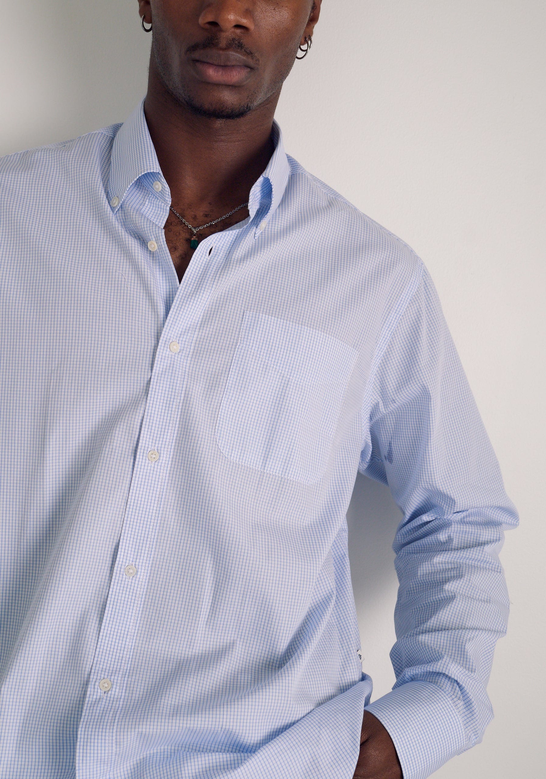 Camisa H CBD Cuadros Peq Azul Claro - imagen 5