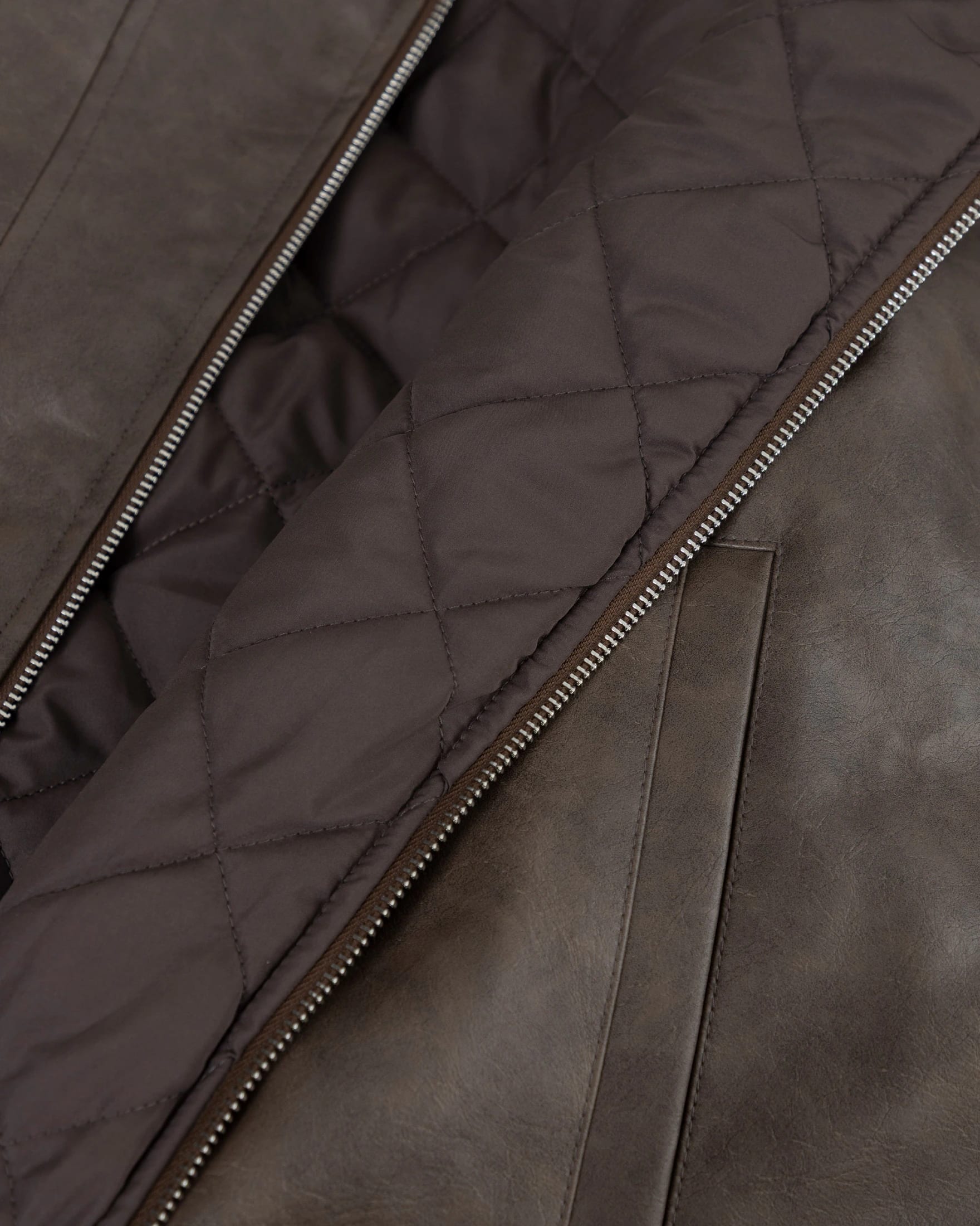 Basics Vintage Panelled Bomber Jacket Brown - imagen 6