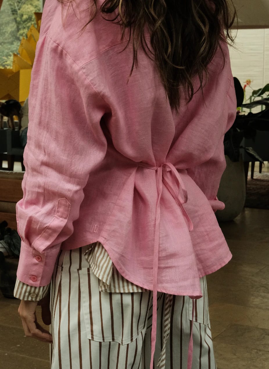 Camisa Aura de lino | Rosado / Vino - imagen 5