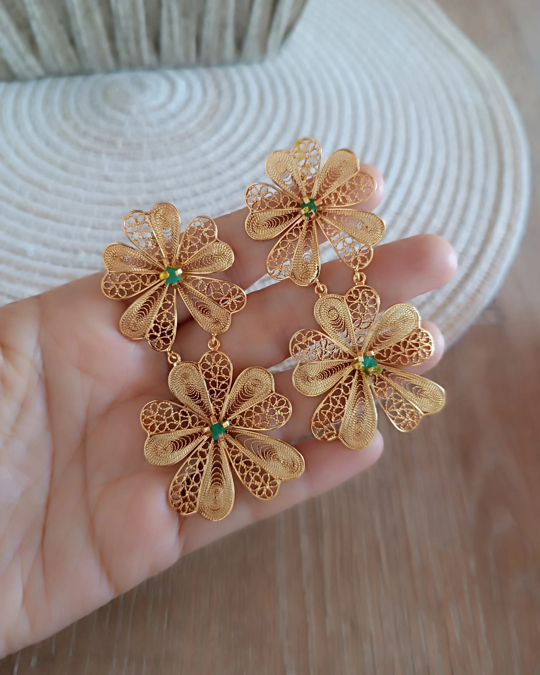 Aretes doble flor Chiara - imagen 3