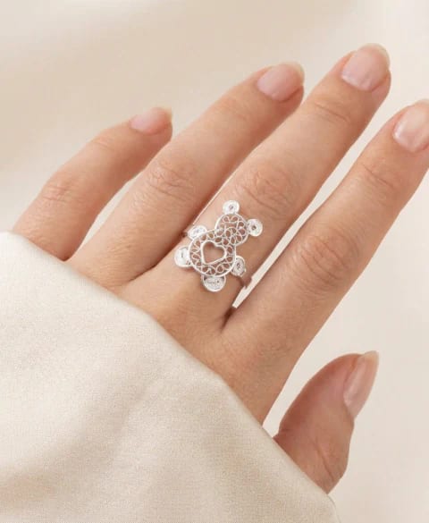 Anillo Mariposa delgada en Plata ley 950 Filigrana - imagen 2
