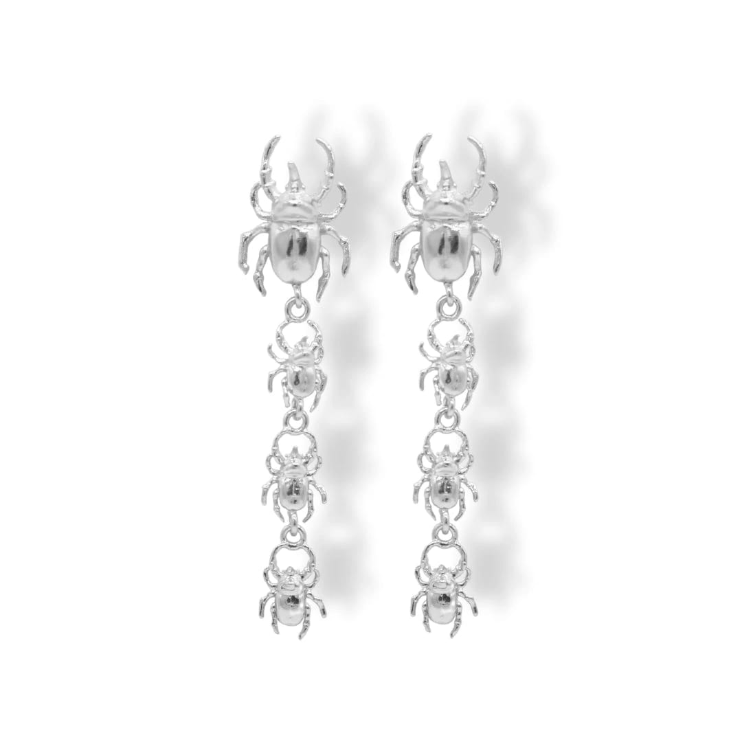 Aretes largos con 4 escarabajos rinoceronte - imagen 3