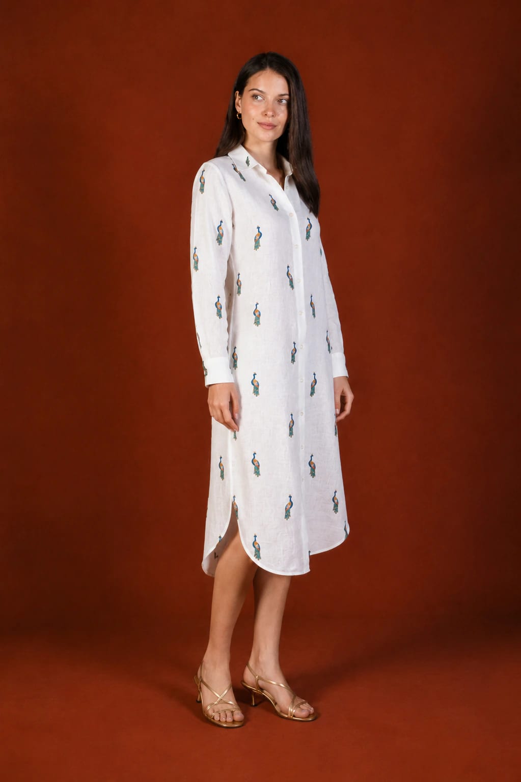 Women's Pavone linen shirt dress white - imagen 2